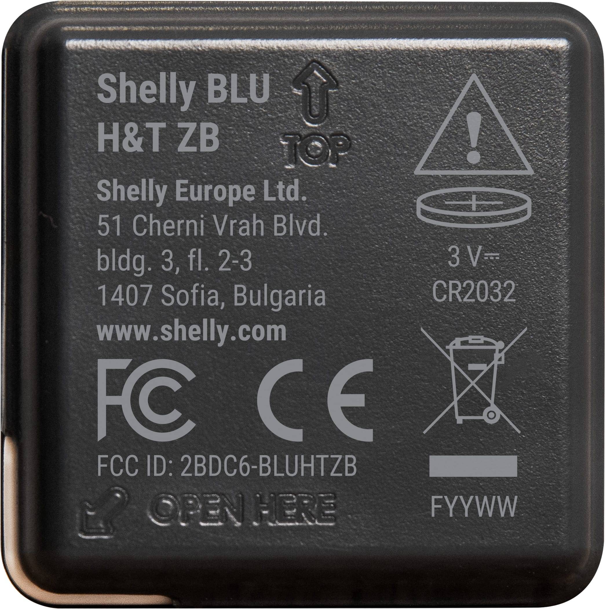SHELLY Bluetooth Temperatur- & Feuchtigkeitssensor, Blu ZB H&T, schwarz