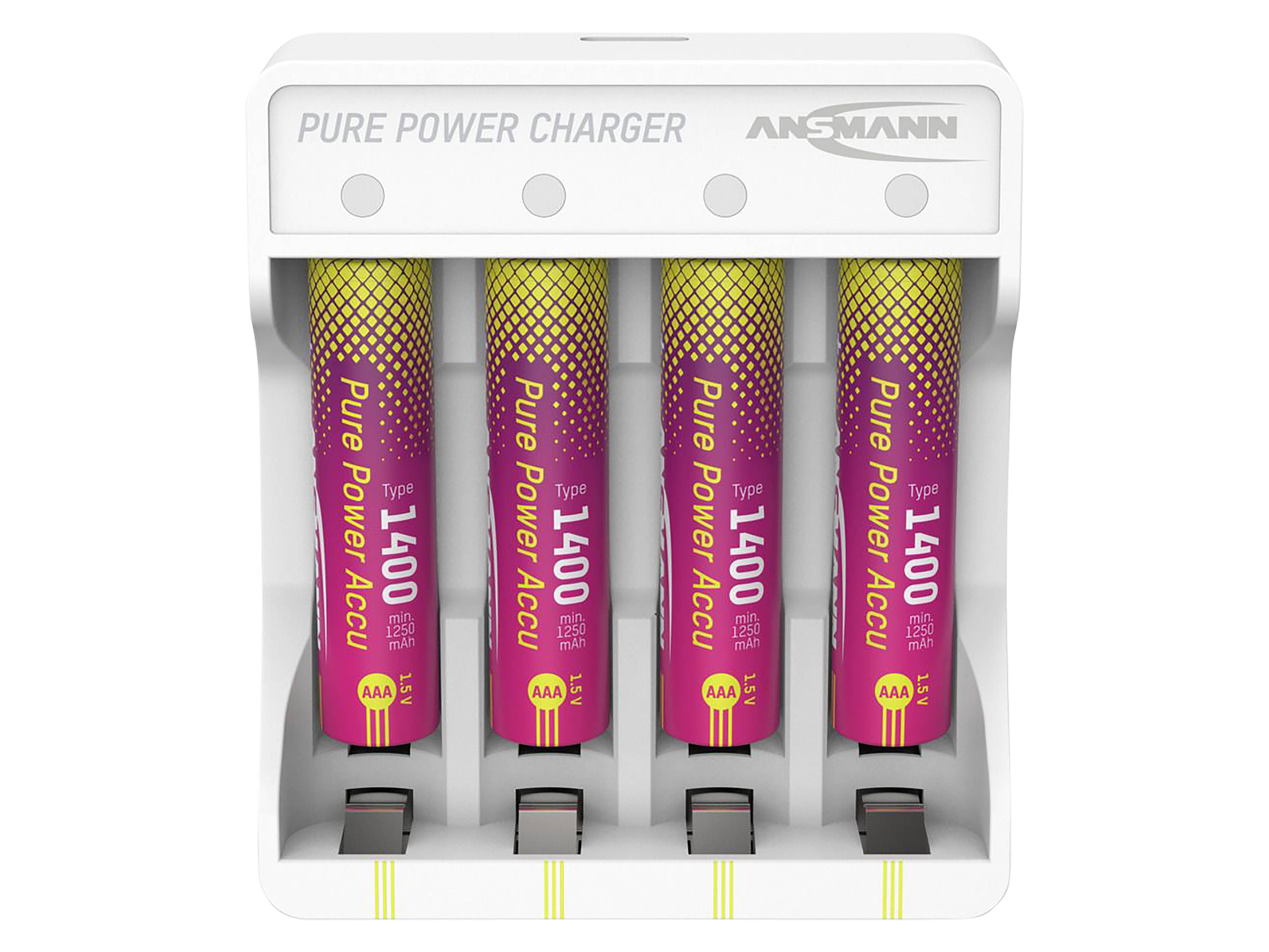 ANSMANN Lademodul Pure Power Set, 4× Micro AAA Akkus Typ 1400