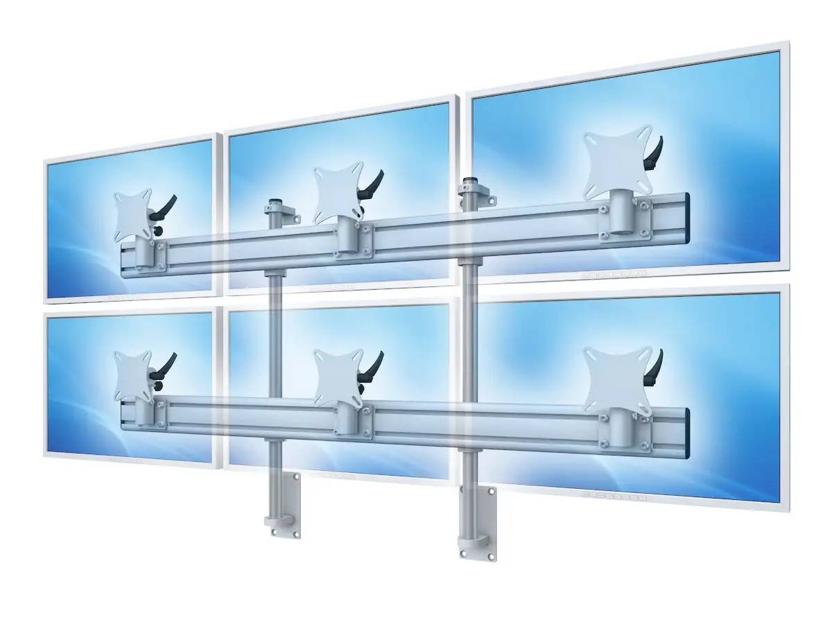 Flat-System Wandhalter für 6 Monitore 3+3 - 20''-24''