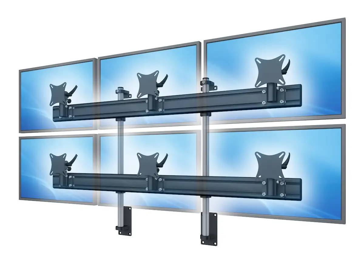 Flat-System Wandhalter für 6 Monitore 3+3 - 20''-24''