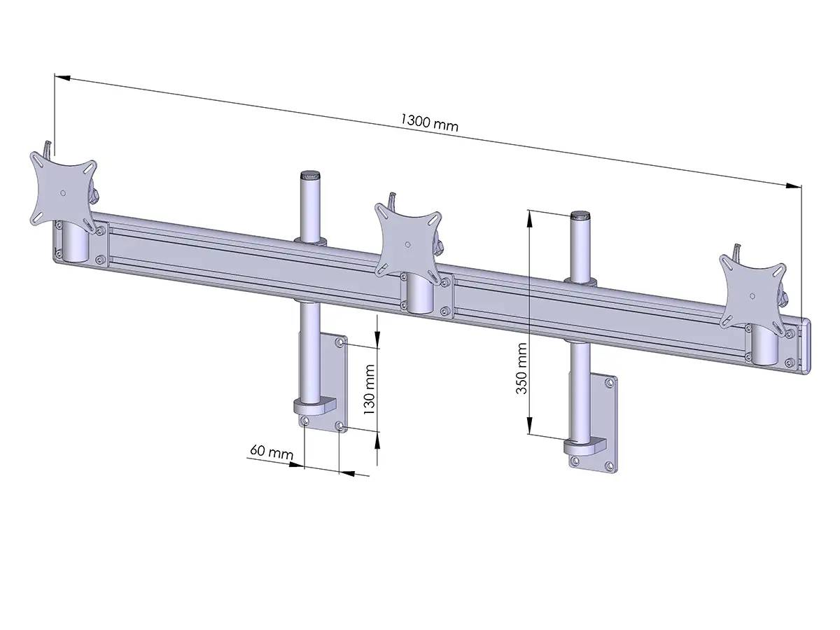 Flat-System Wandhalter für 3 Monitore 3er - 20''-24"