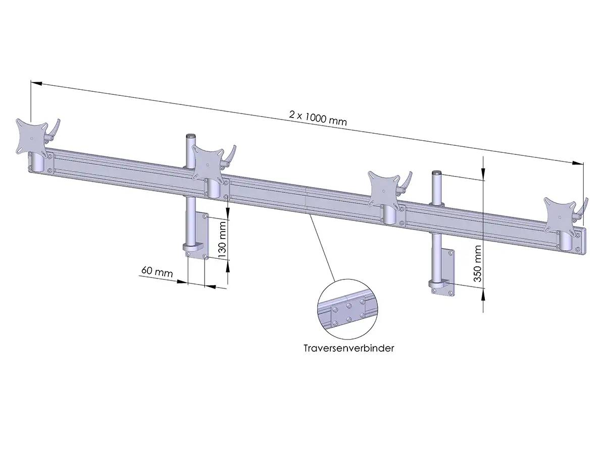 Flat-System Wandhalter für 4 Monitore 4er - 20''-24"