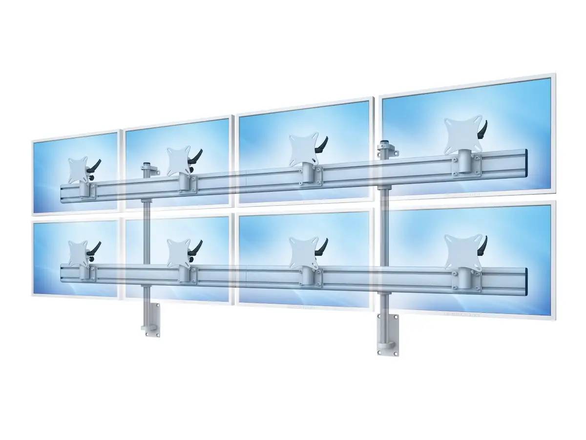 Flat-System Wandhalter für 8 Monitore 4+4 - 20''-24''