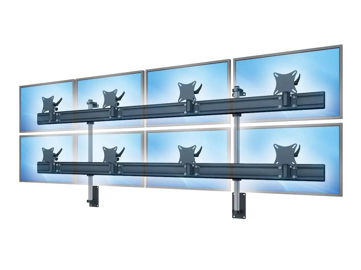 Flat-System Wandhalter für 8 Monitore 4+4 - 20''-24''