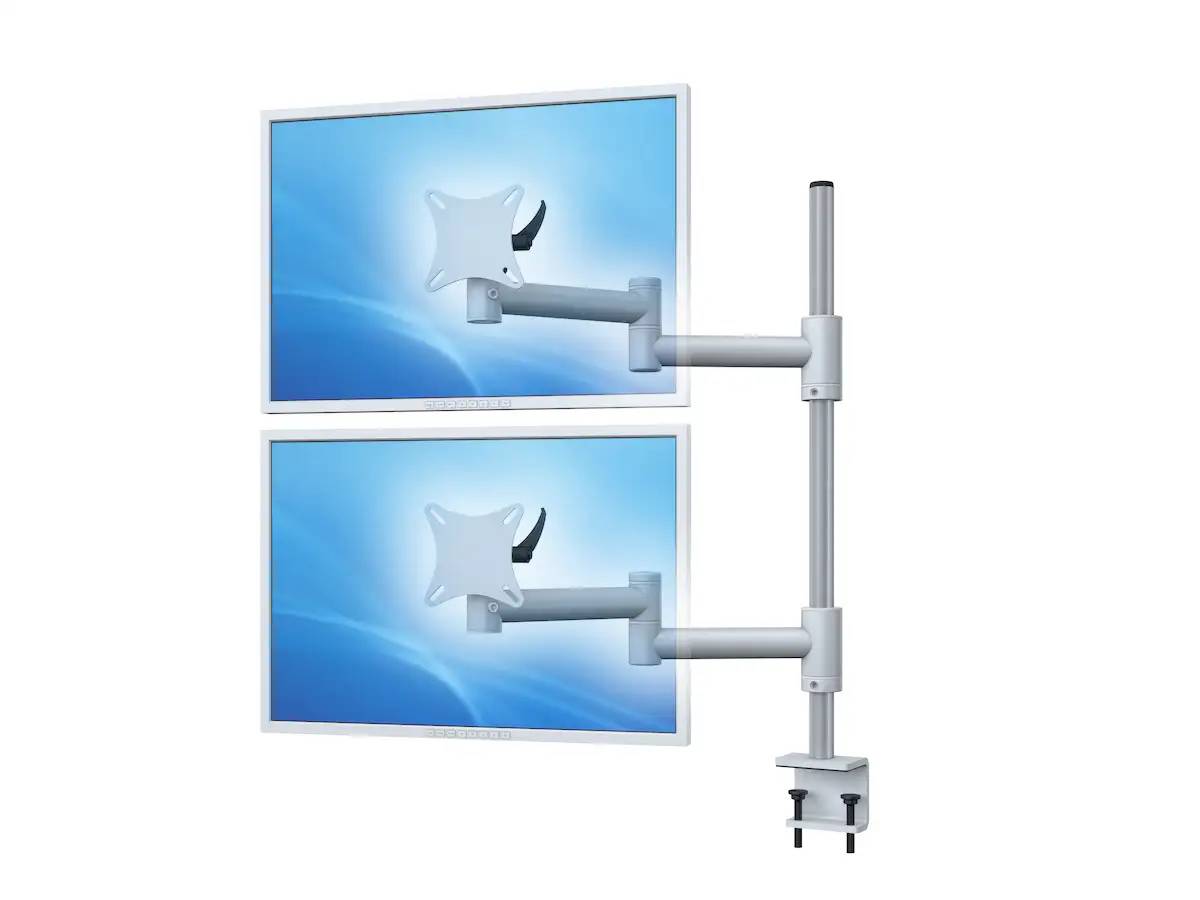 Flex-System Monitorhalterung für 2 Bildschirme mit Tisch-Klemme 1+1 - 25''-32''