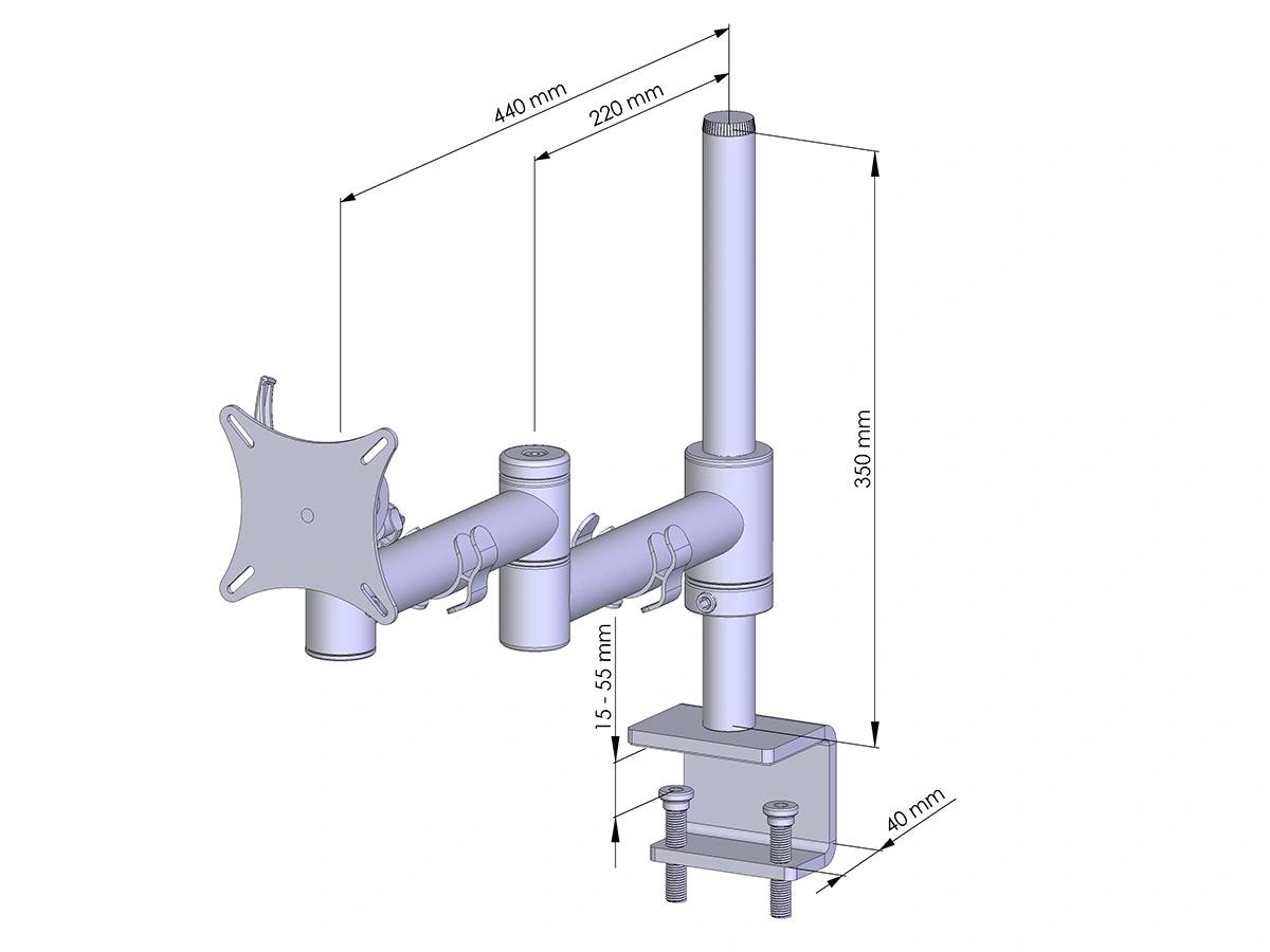 Flex-System Monitorhalterung für 1 Bildschirme mit Tisch-Klemme 1er - 17''-24''