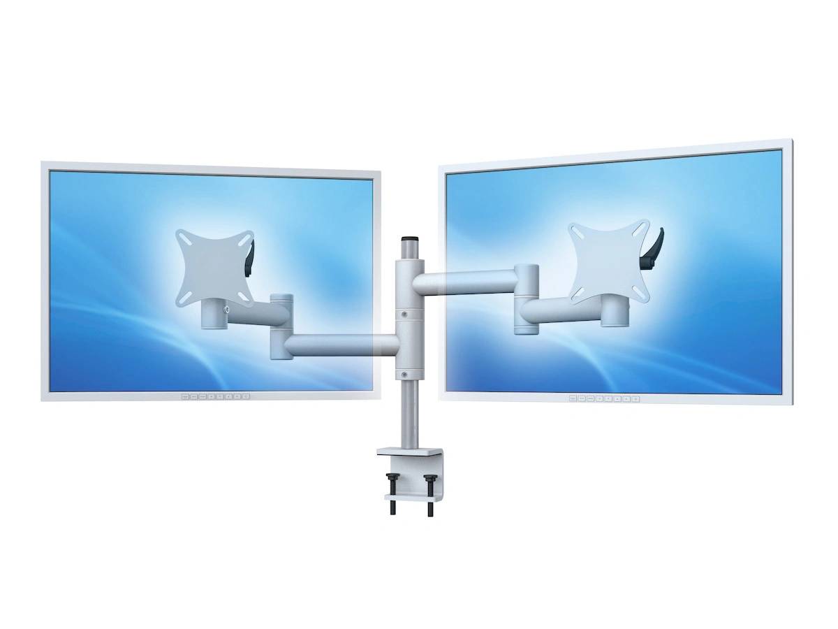 Flex-System Monitorhalterung für 2 Bildschirme mit Tisch-Klemme 2er - 17''-24''