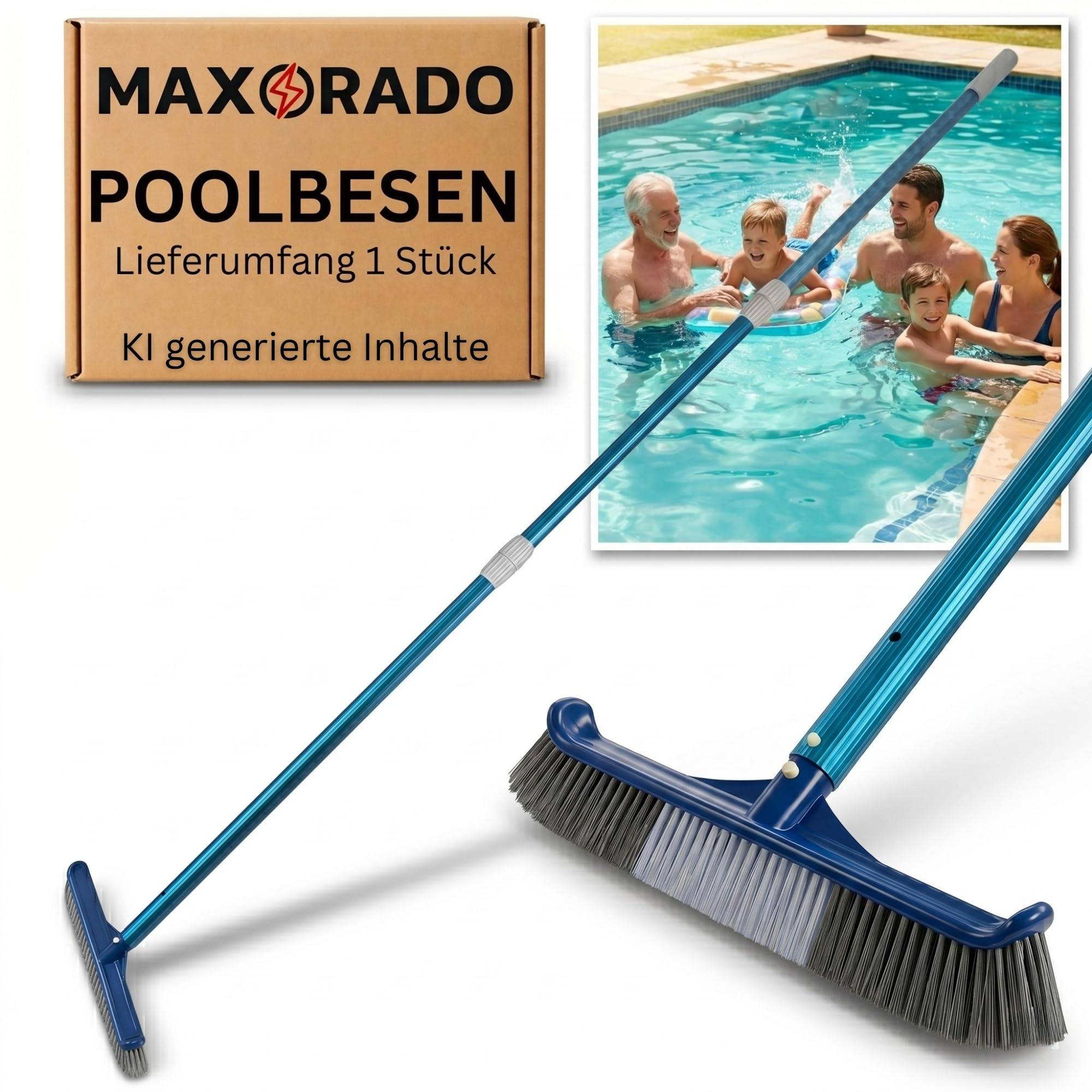 Lange Poolbürste 2,4m mit Teleskopstange für Poolreinigung Boden Wand Poolbesen mit gebogenen Enden