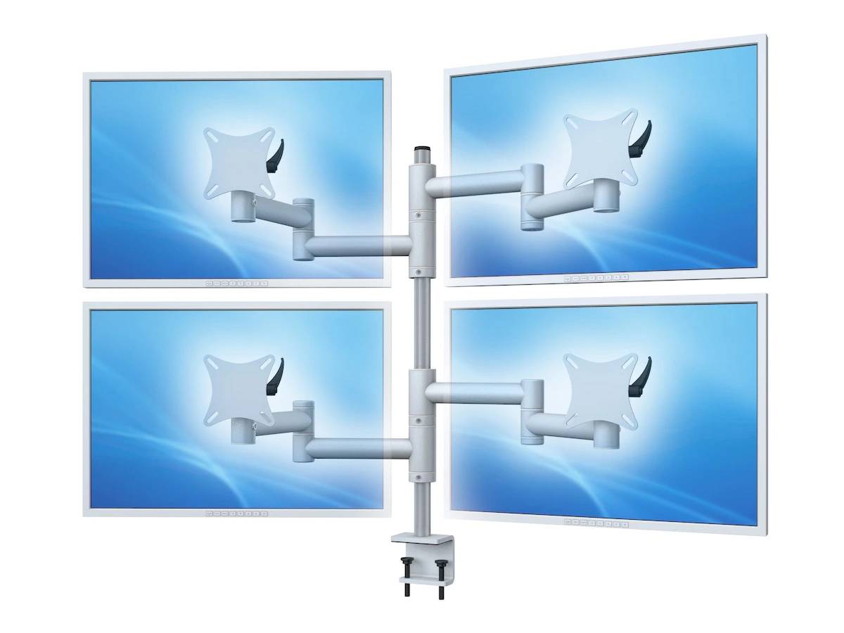 Flex-System Monitorhalterung für 2 Bildschirme mit Tisch-Klemme 2+2 - 25''-32''