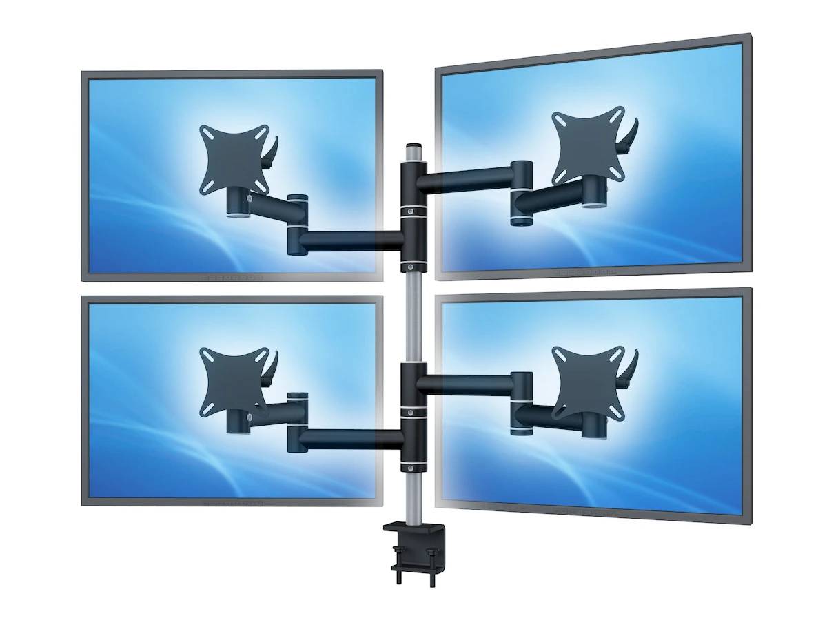 Flex-System Monitorhalterung für 2 Bildschirme mit Tisch-Klemme 2+2 - 17''-24''