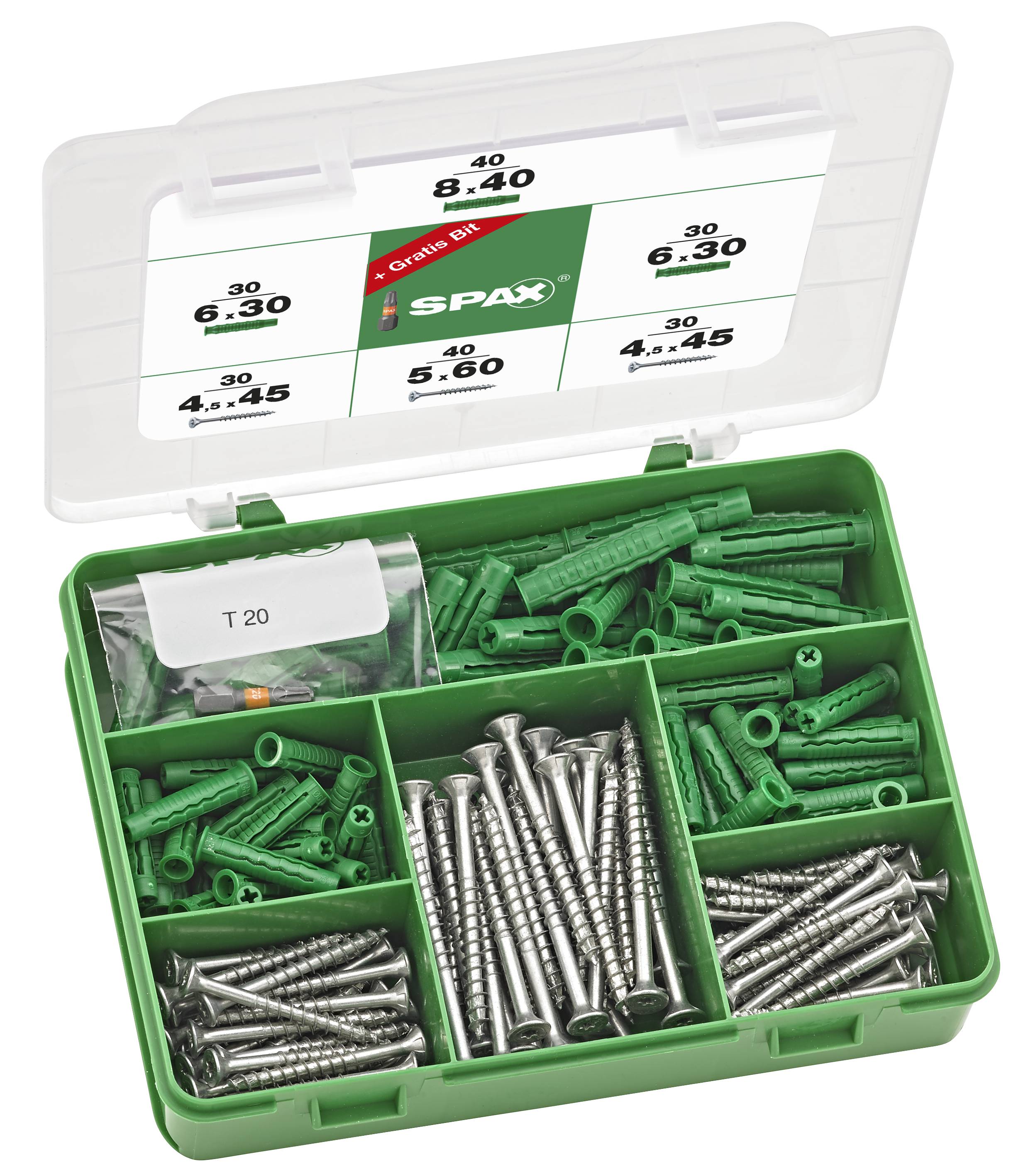 SPAX Sortimentsbox Dübel-Schrauben-Set - 201 Teile für den Innenbereich