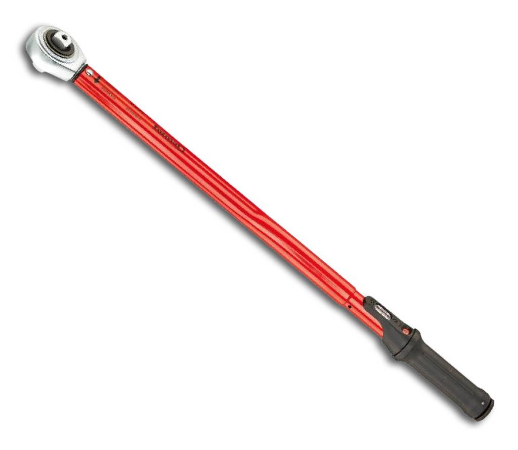 Drehmomentschlüssel 3/4", mit DurchsteckvierkantAusführungHöchste Präzision auch bei starkem Dauergebrauch. Verstellbarer Drehmomentschlüssel mit