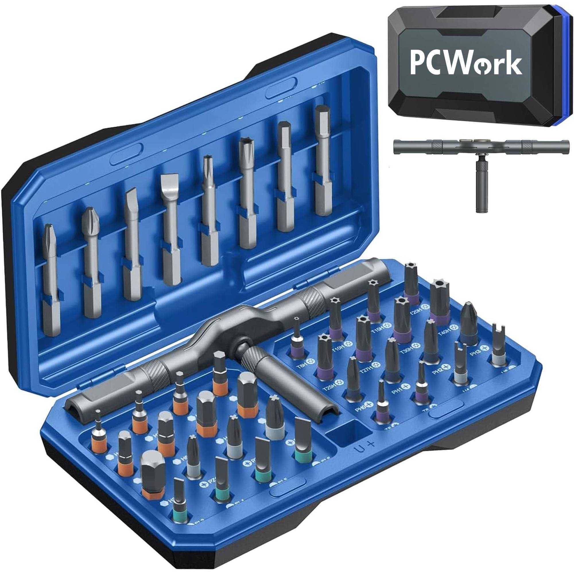PCWork PCW08K Feinmechanik Ratschen Set, 42 teilig, magnetische Bits, Verlängerung