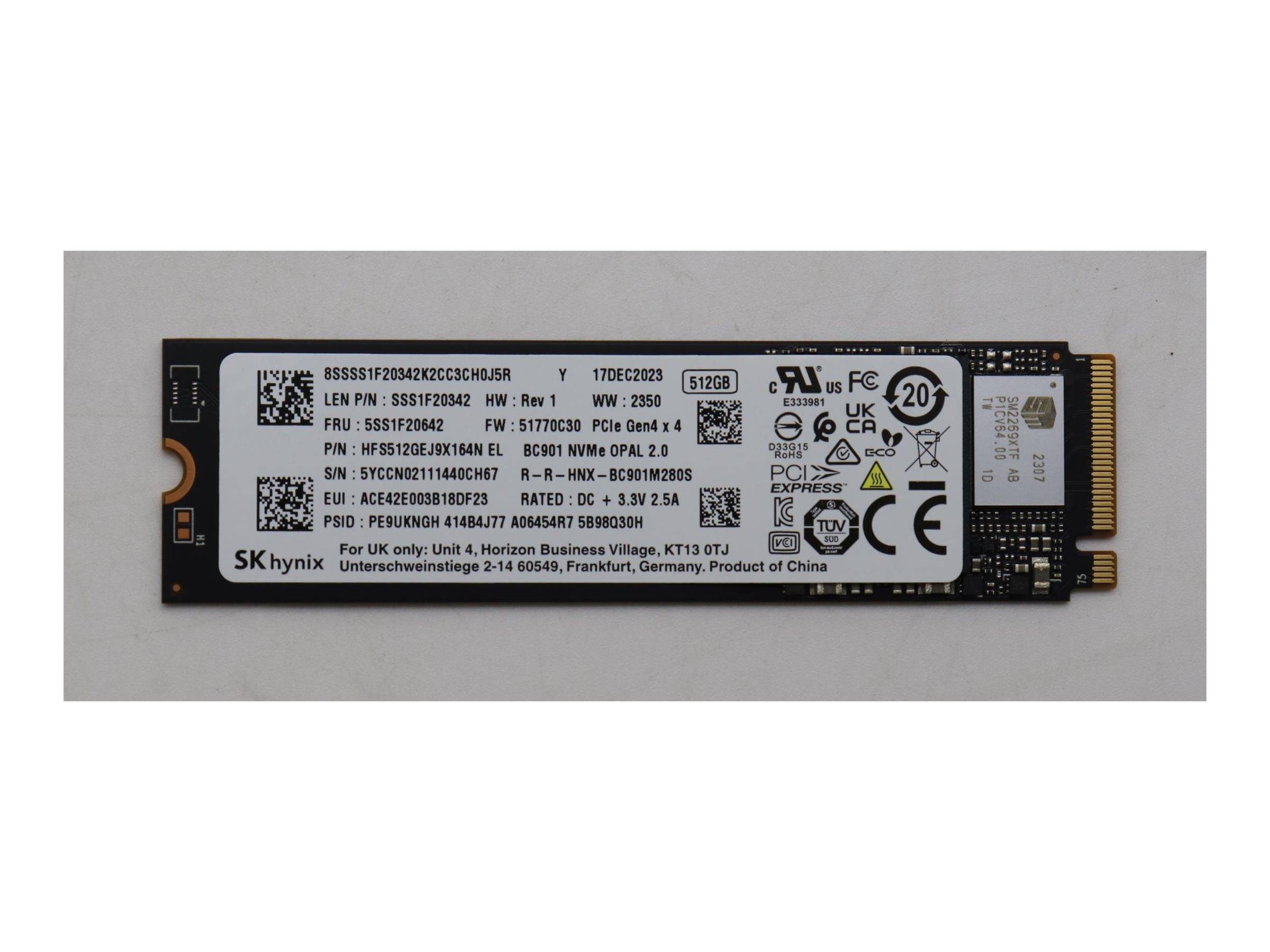 Lenovo Ssd_Asm 512G,M.2,2280,Pcie4X4,Skh,Op,L