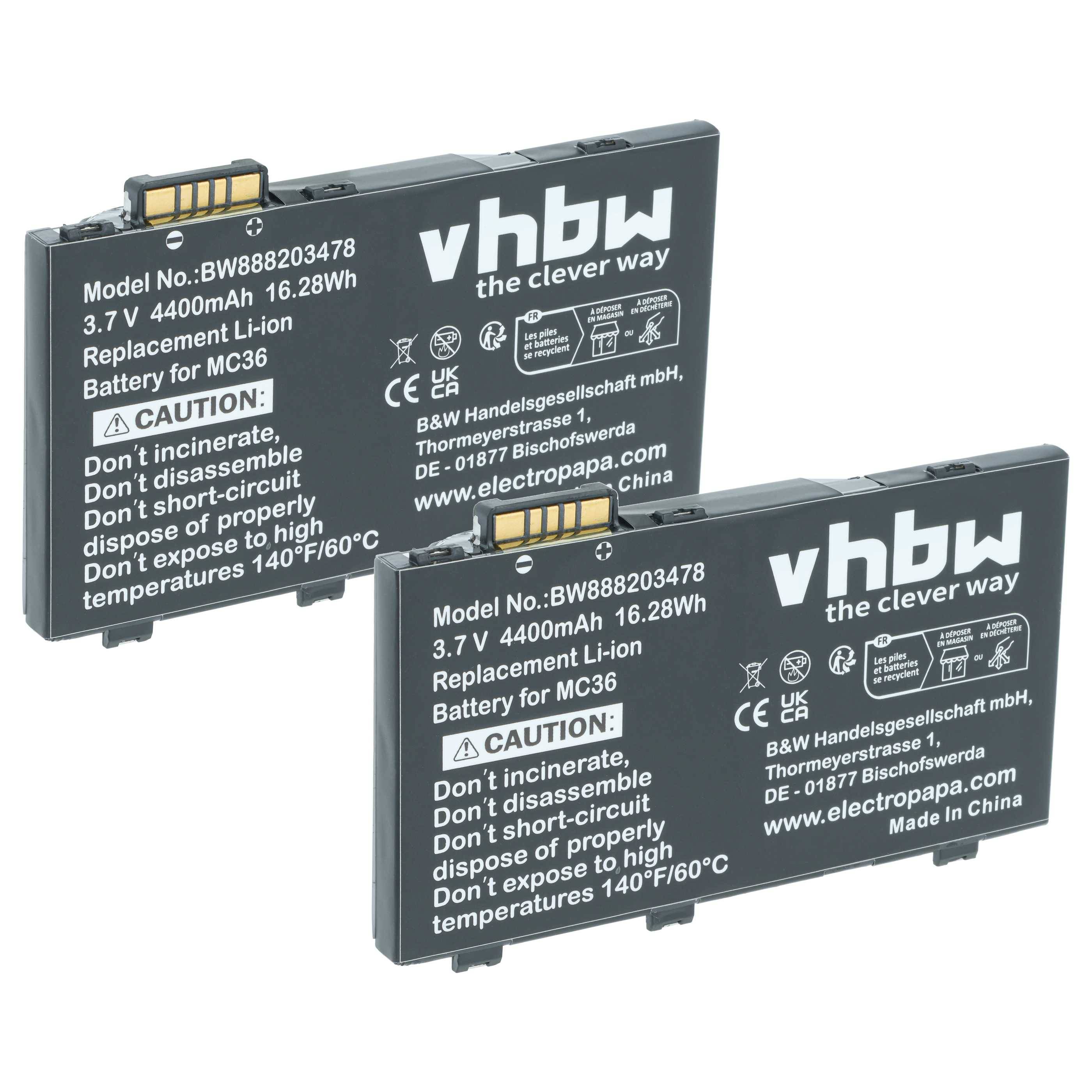 Zwei schwarze wiederaufladbare Li-Ionen-Batterien mit der Bezeichnung 