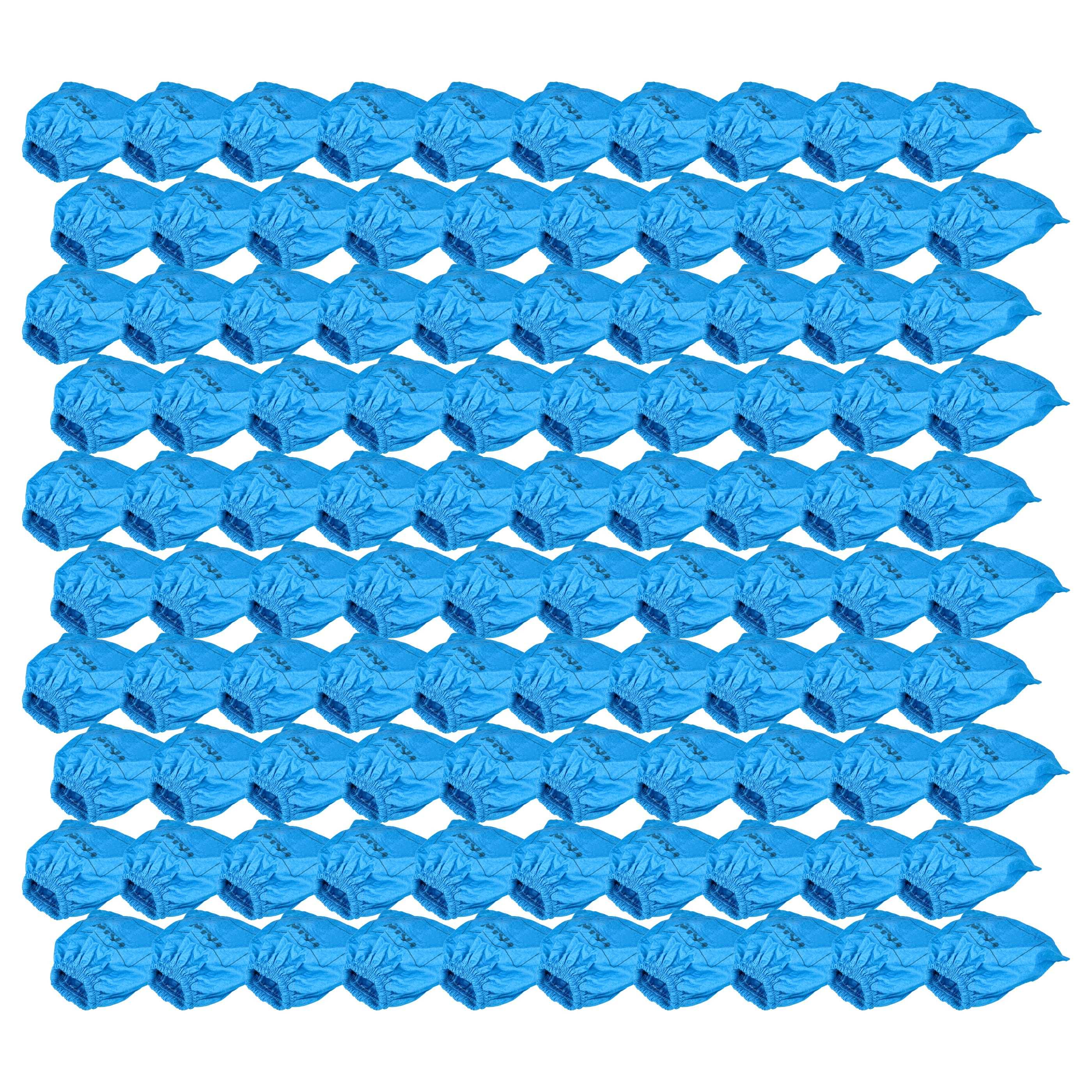 Ein Raster aus vielen zerknitterten blauen Papier- oder Kunststoffbündeln, die in ordentlichen Reihen auf weißem Hintergrund angeordnet sind.