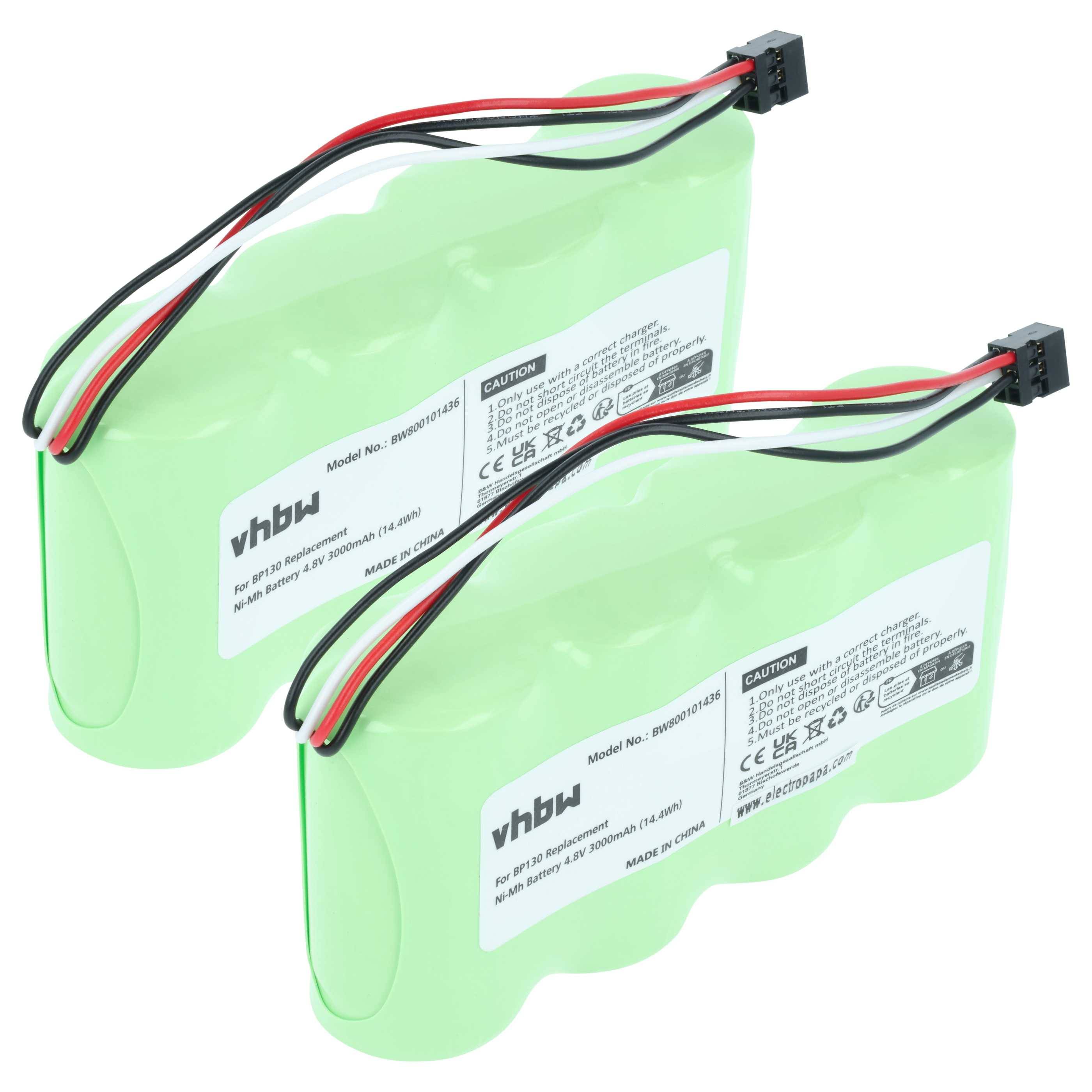 vhbw 2x Akku kompatibel mit Fluke 124, 123 Messgerät (3000 mAh, 4,8 V, NiMH)
