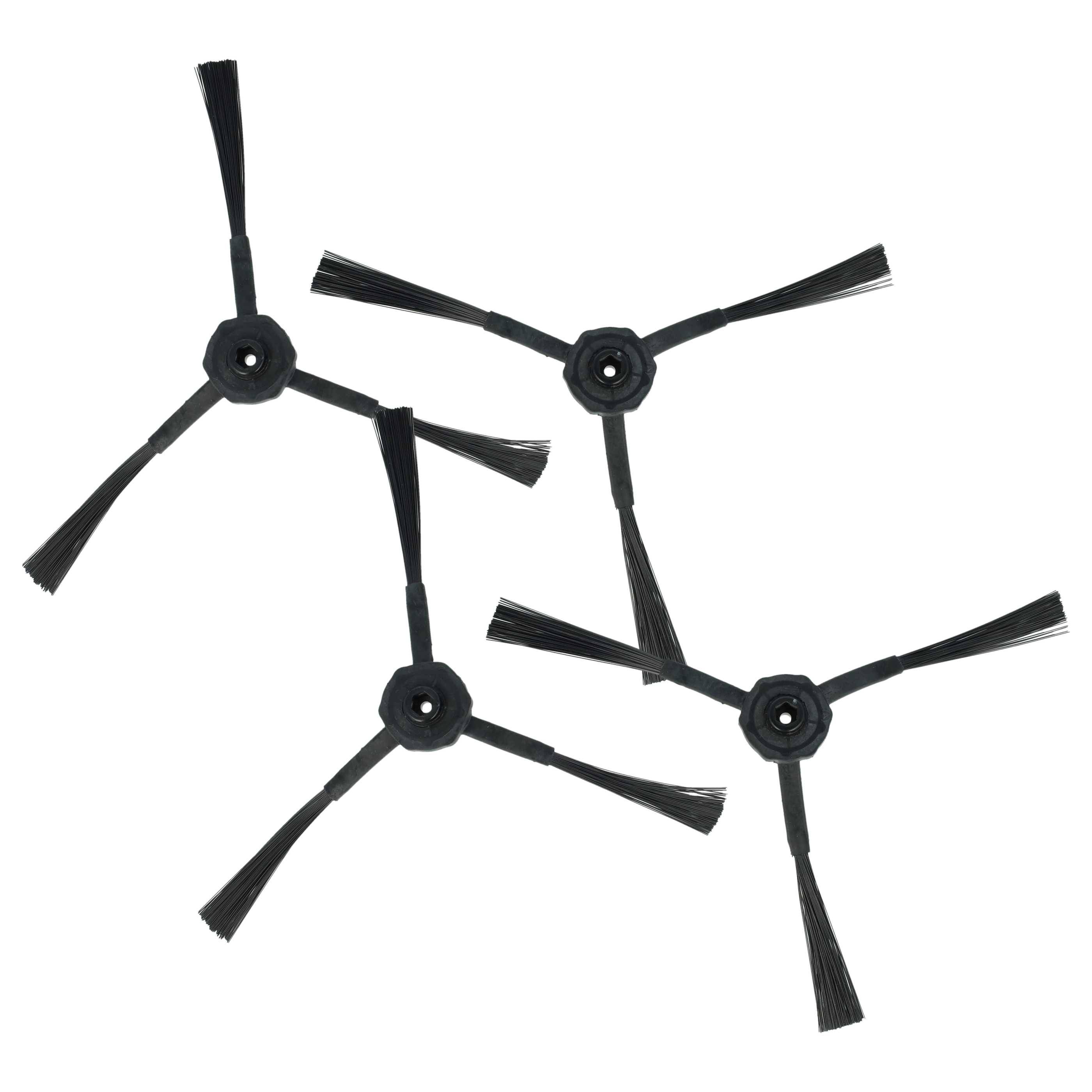 vhbw 4x Seitenbürste kompatibel mit Ariete Bricola 2717, 2713 Saugroboter - Reinigungsbürsten Set, schwarz