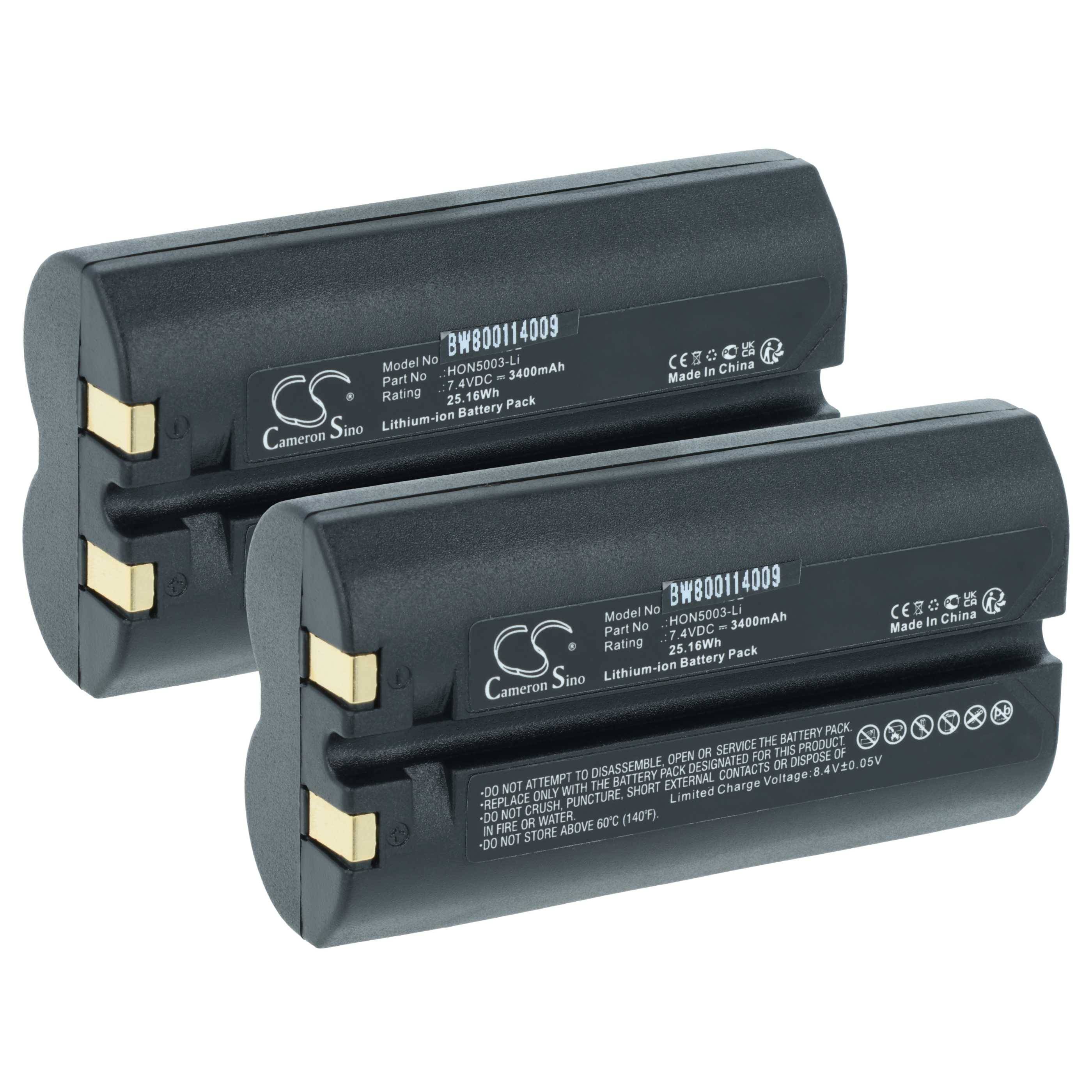 vhbw 2x Akku kompatibel mit Casio PW40 Barcodescanner POS (3400 mAh, 7,4 V, Li-Ion)
