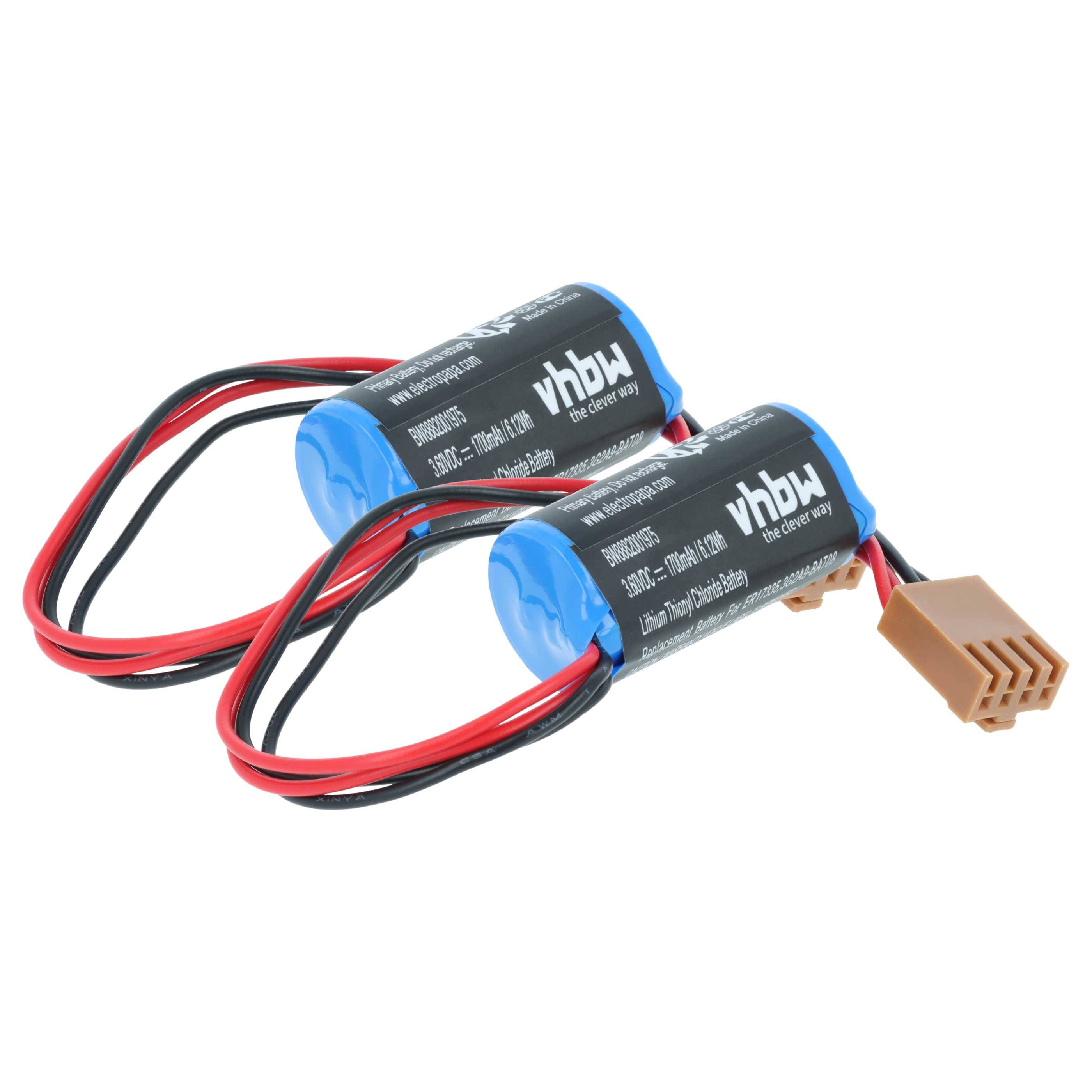 vhbw 2x Batterie kompatibel mit Omron C60P, C60K, CQM1, C60PF, CV1M, CV1000, CV500 PLC Programmable Logic Controller (1700 mAh, 3,6 V, Li-SOCl2)