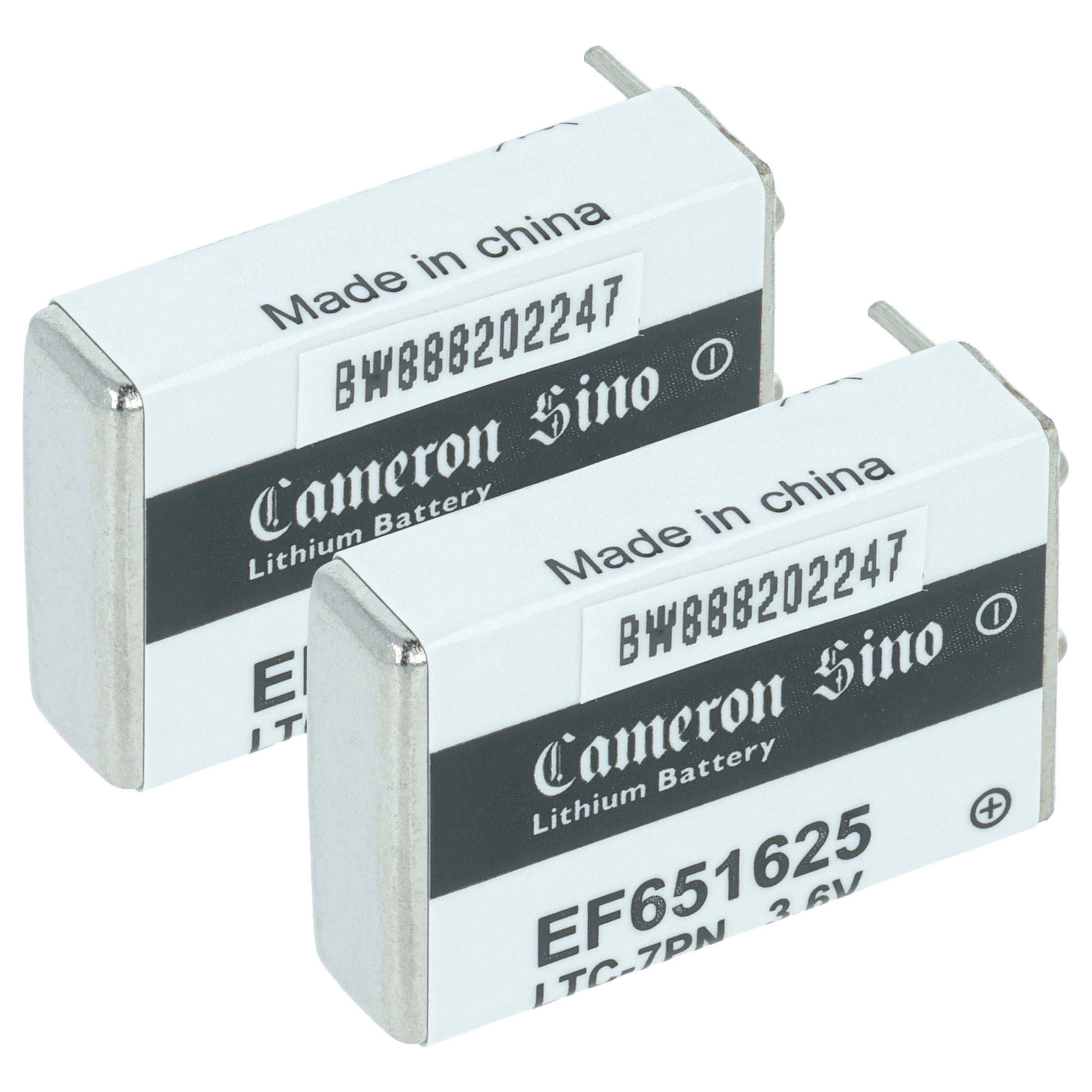 vhbw 2x EF651625 Spezial-Batterien - Primärbatterien mit Lötpins (750 mAh, 3,6 V, Li-SOCl2)