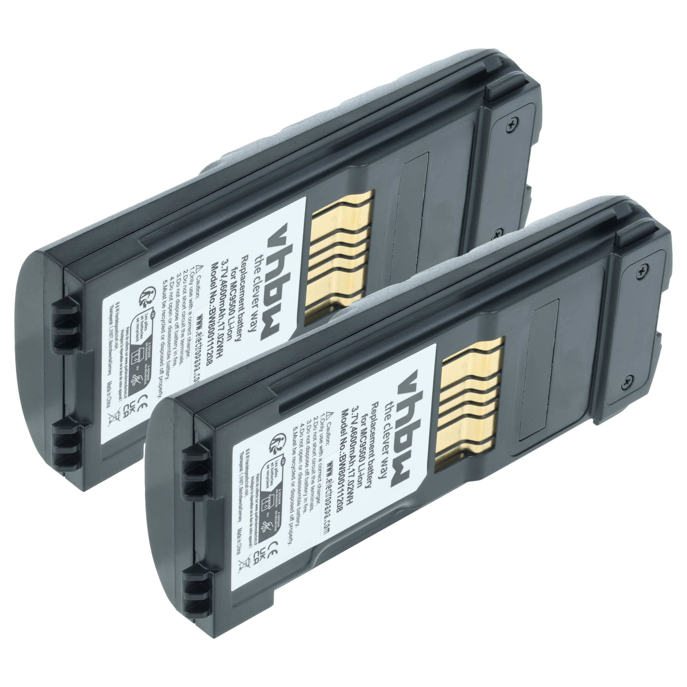 vhbw 2x Akku kompatibel mit Symbol MC9590, MC9596, MC9500 Barcodescanner POS (4600 mAh, 3,7 V, Li-Ion)