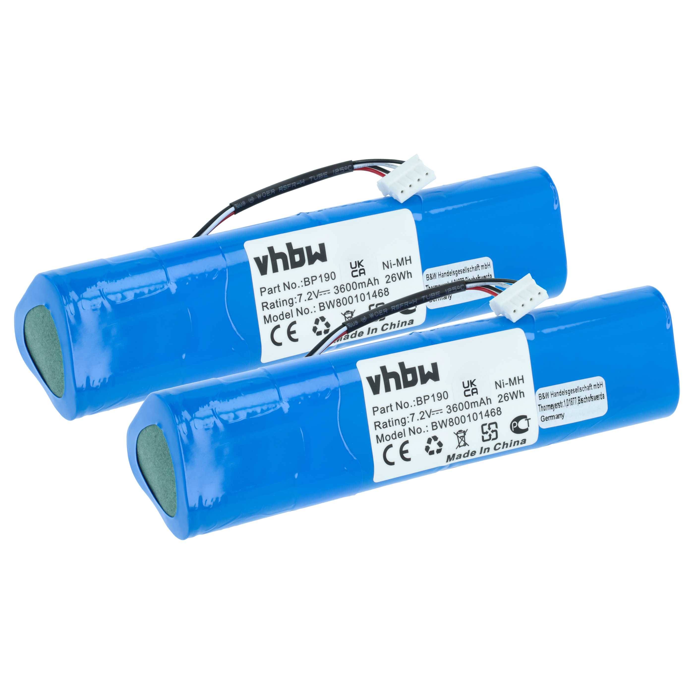 vhbw 2x Akku kompatibel mit Fluke Power Quality Analyzer 434, 435, 433 Oszilloskop, Messgerät (3600 mAh, 7,2 V, NiMH)