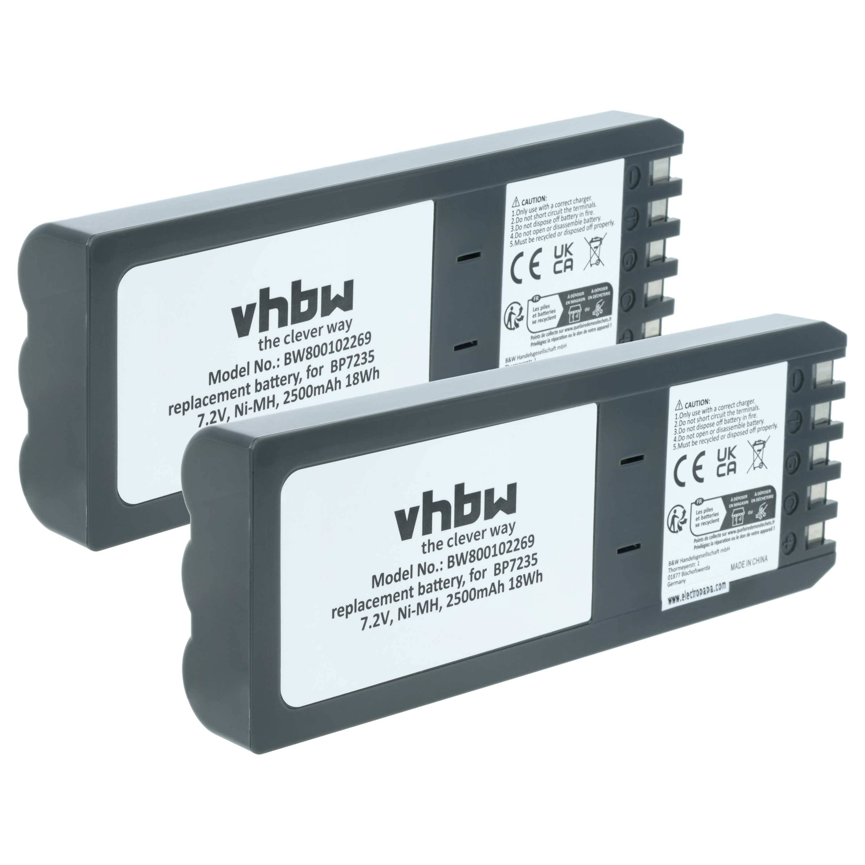 vhbw 2x Akku kompatibel mit Fluke 700 Calibrator, DSP-100, 740 Calibrator, 744 Calibrator Messgerät (2500 mAh, 7,2 V, NiMH)