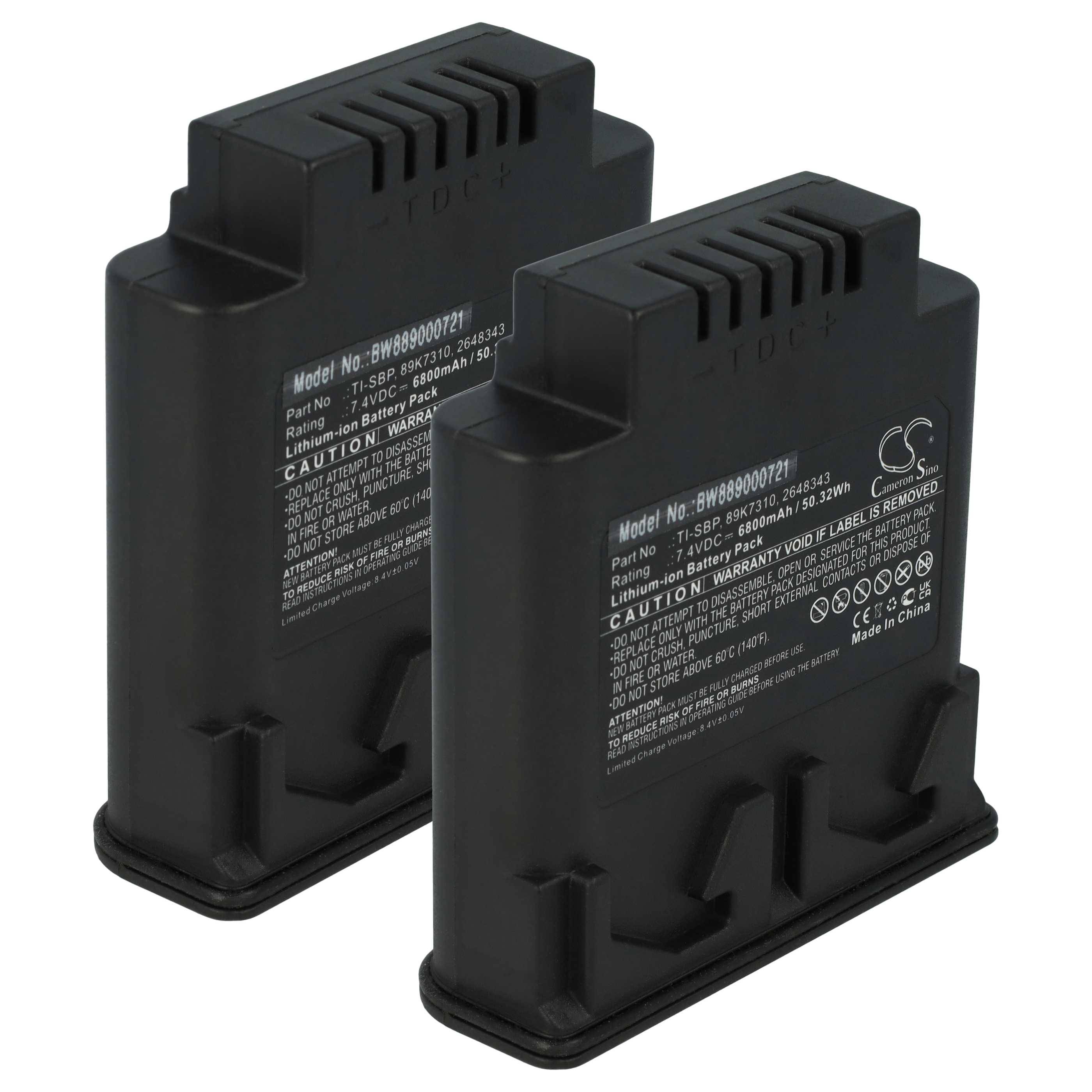 vhbw 2x Akku kompatibel mit Fluke TiR4FT | IR FlexCam, IR Smart, Ti55FT, TiR3FT, Ti50FT Wärmebildkamera (6800 mAh, 7,4 V, Li-Ion)