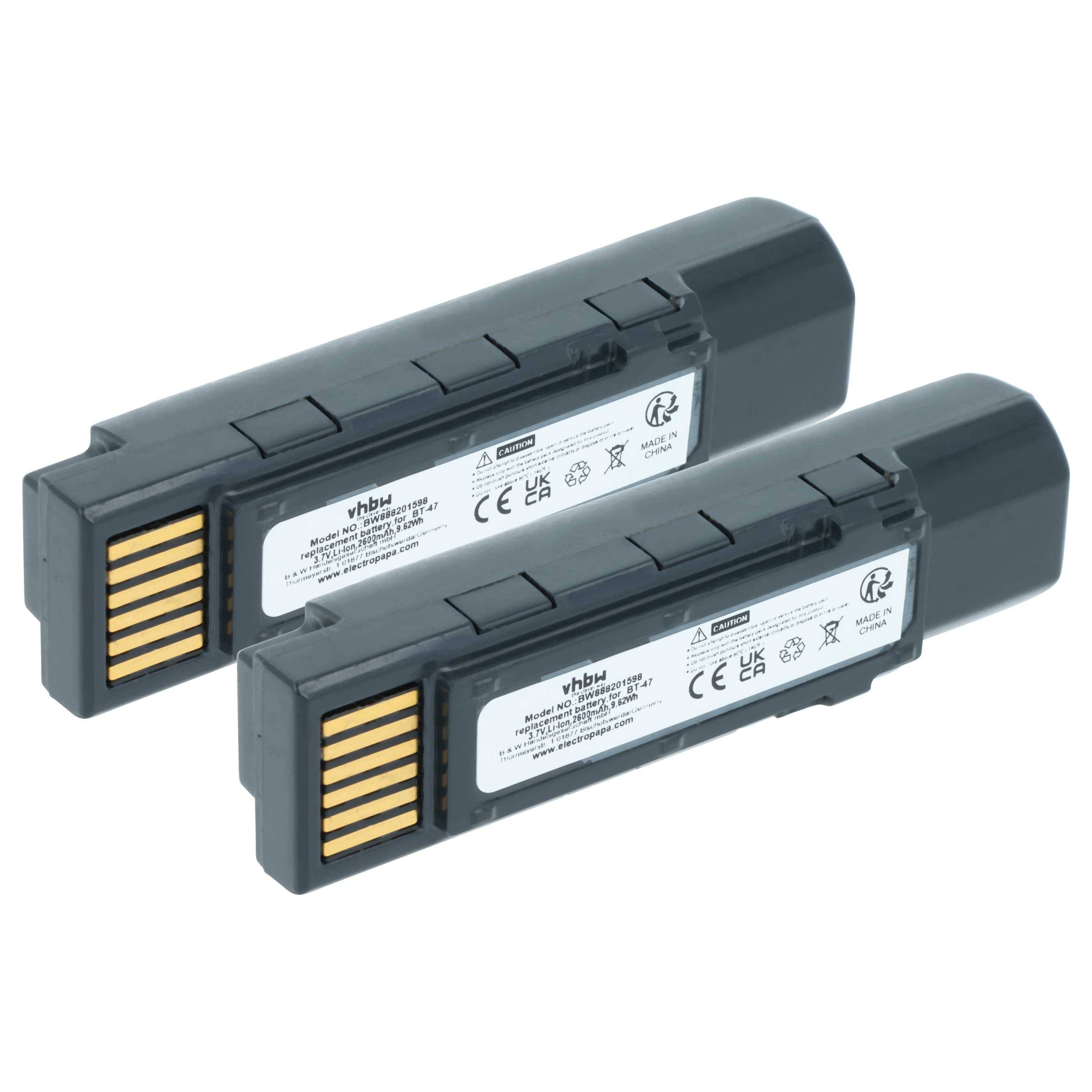 vhbw 2x Akku kompatibel mit Datalogic Gryphon GM4500, 4500, GBT4500 Barcodescanner POS (2600 mAh, 3,7 V, Li-Ion)