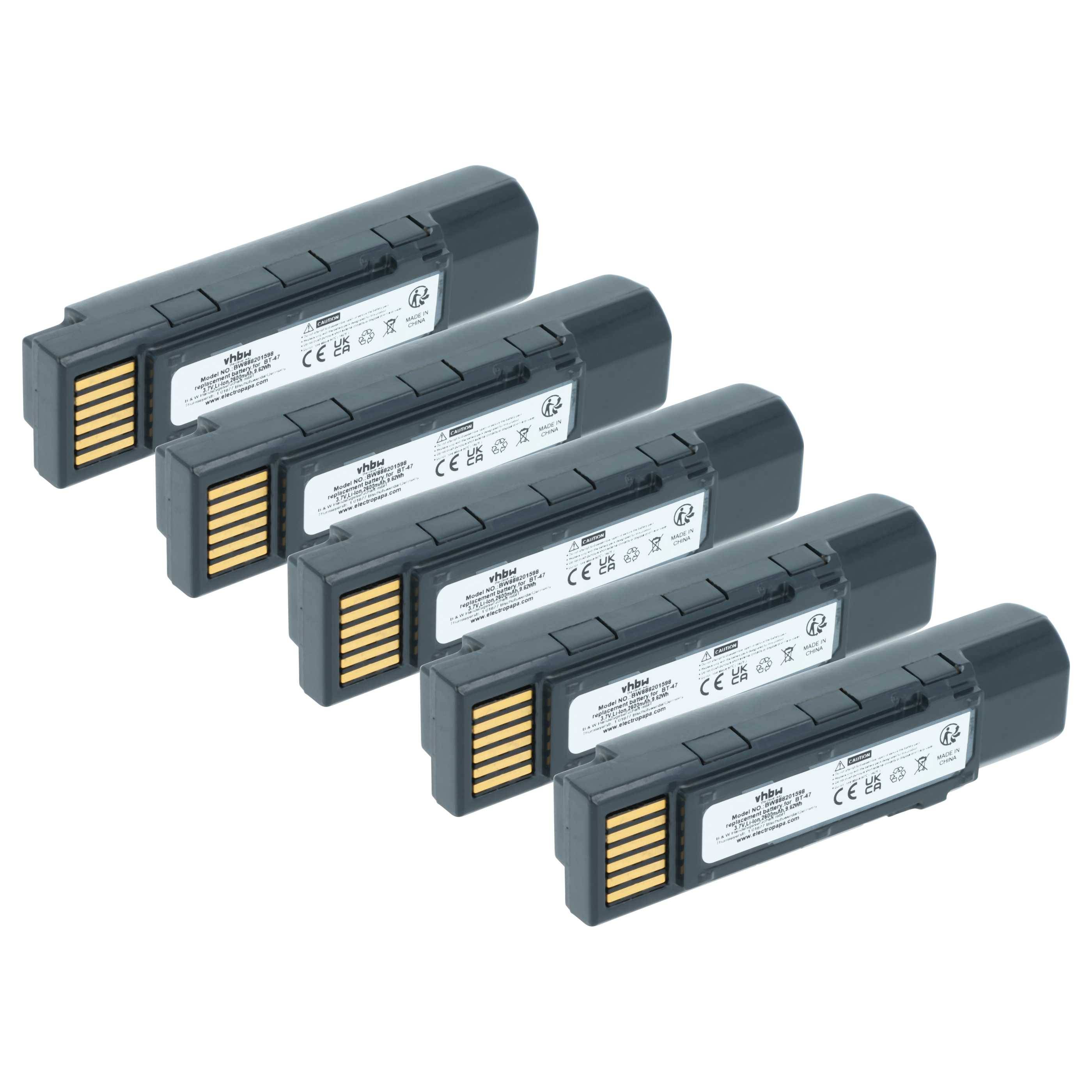 vhbw 5x Akku kompatibel mit Datalogic Gryphon GM4500, 4500, GBT4500 Barcodescanner POS (2600 mAh, 3,7 V, Li-Ion)