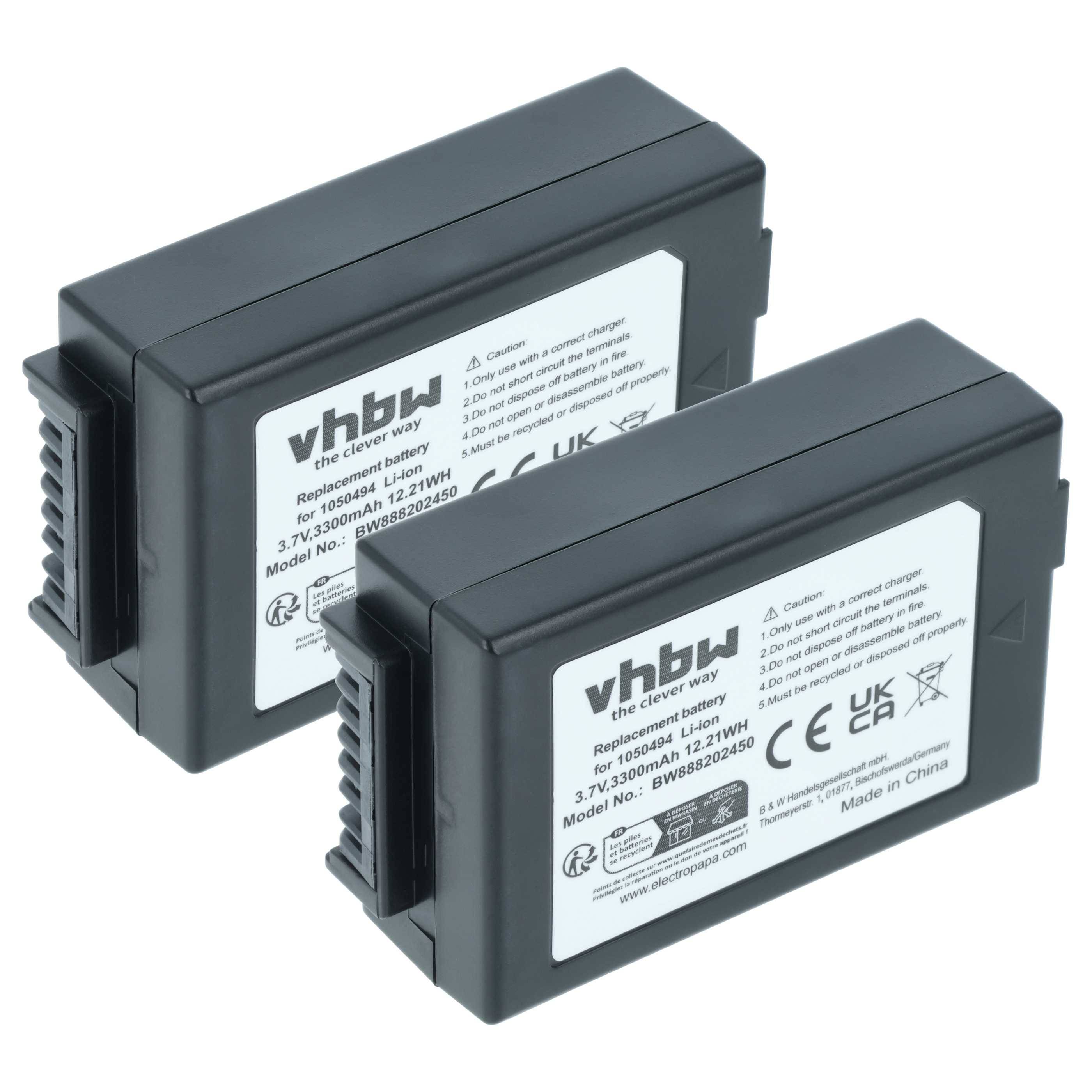 vhbw 2x Akku kompatibel mit Motorola 3 Model C, 3 Model S Handheld Computer Scanner (3300 mAh, 3,7 V, Li-Ion)