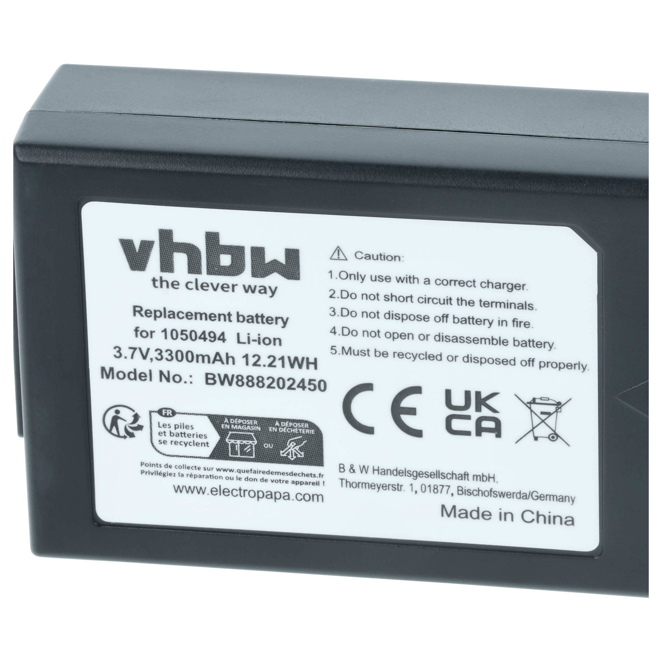 vhbw 2x Akku Ersatz für TEKLOGIX 1050494-002, WA3006, WA3020, 1050494 für Handheld Computer Scanner (3300 mAh, 3,7 V, Li-Ion)