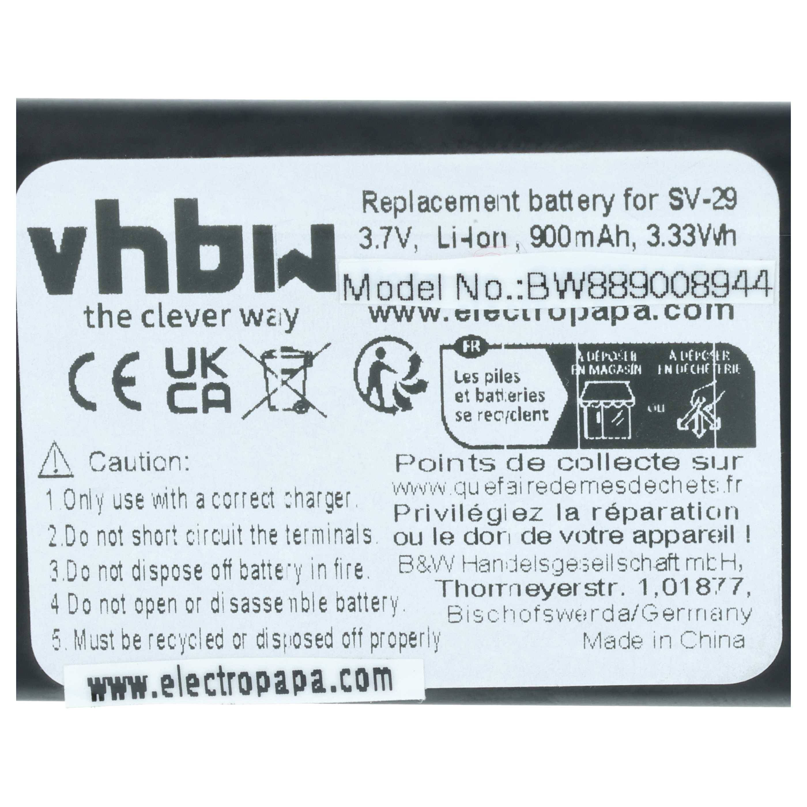 vhbw 10x Akku Ersatz für Doro DBR-800A für Handy Smartphone Telefon (900 mAh, 3,7 V, Li-Ion)