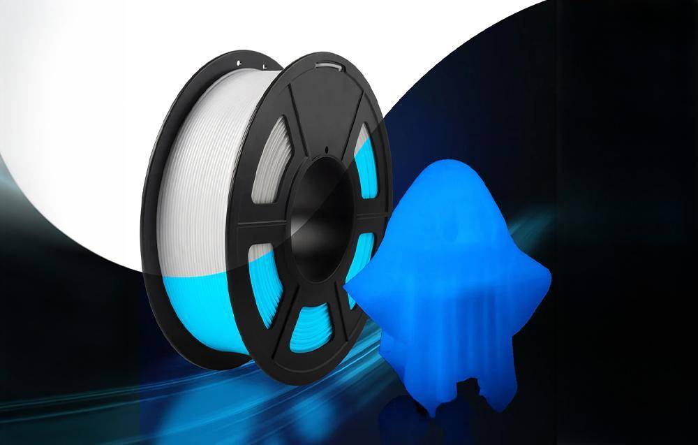 Sunlu PLA Glow In The Dark Filament, 1,75mm, 1kg - Farbton: White to Blue