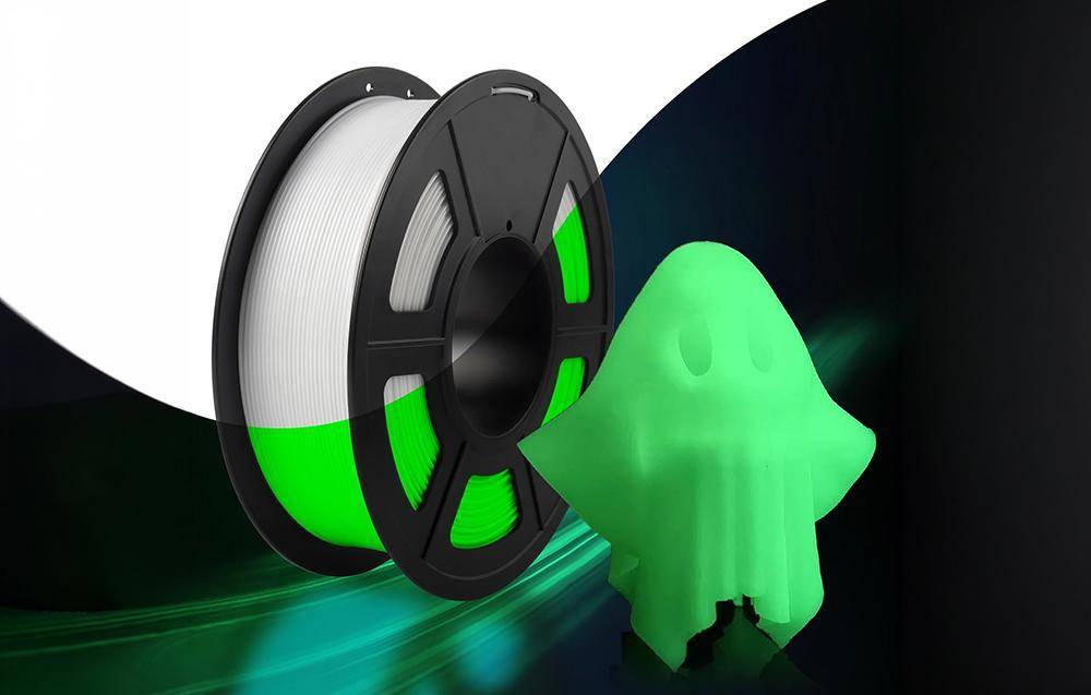 Sunlu PLA Glow In The Dark Filament, 1,75mm, 1kg - Farbton: White to Green