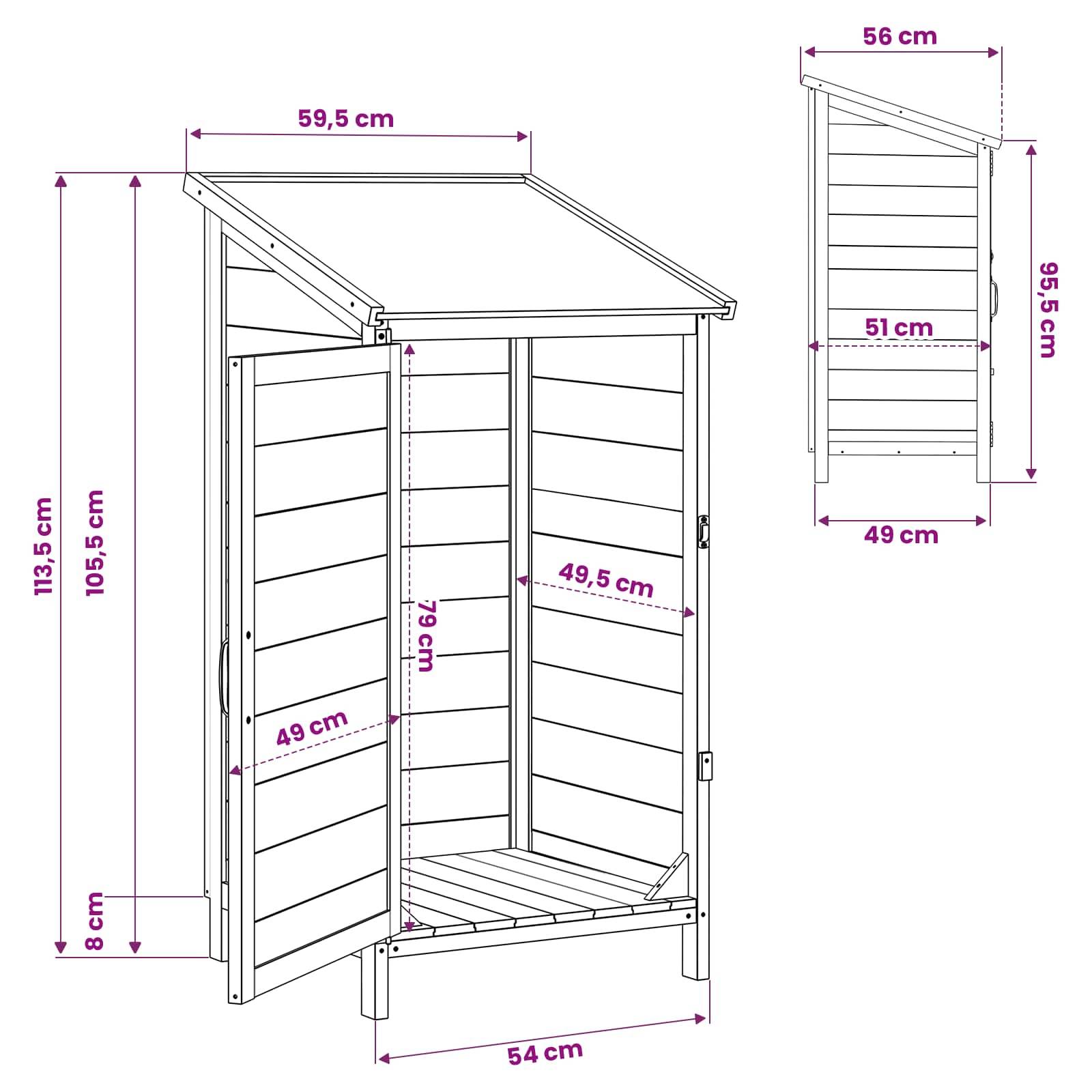 vidaXL Garten Shed Natur 59 x 56 x 113,5 cm Holzwerkstoff
