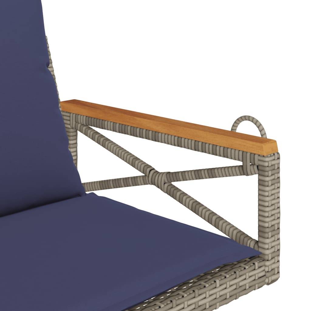 vidaXL Hängesessel mit Kissen Grau 63x62x40 cm Poly Rattan