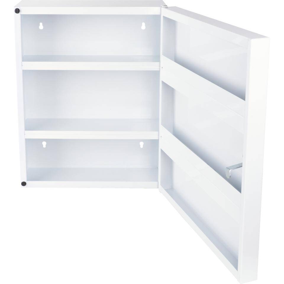 K.57 Verbandschrank, 1-türig, 4 Einlegeböden, weiß, Stahlblech, 350x450x150mm