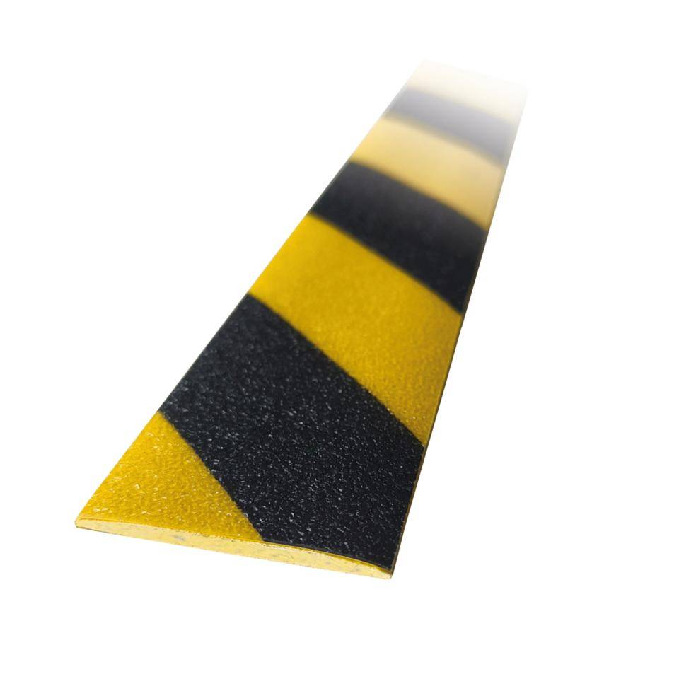 K.57 Bodenmarkierungsplatte,R10,schwarz/gelb,GFK,schraubbar,1000x50x3mm