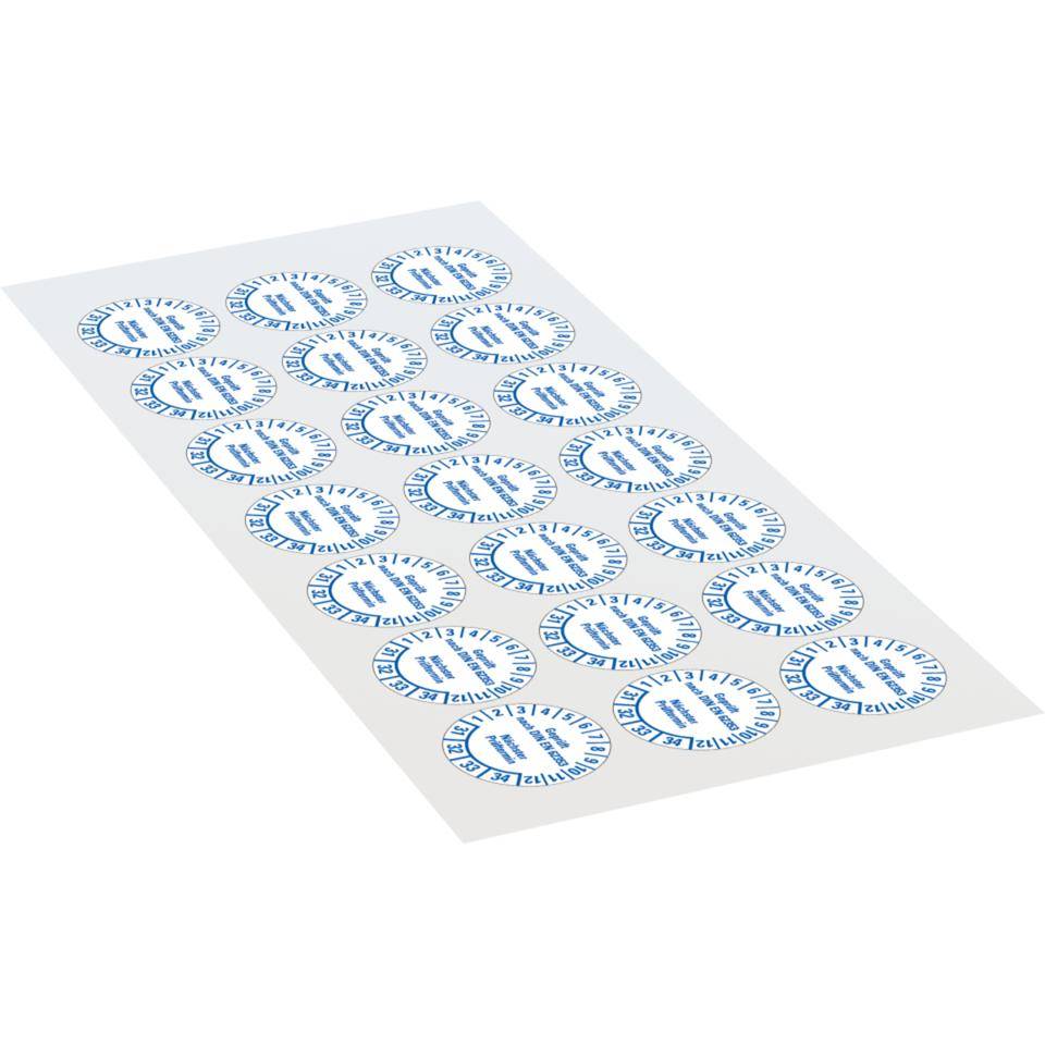 Prüfplakette geprüft nach DIN EN 62353 Nächste Prüfung 2031-2034, weiß, Folie, Ø 25mm, 21/Bogen