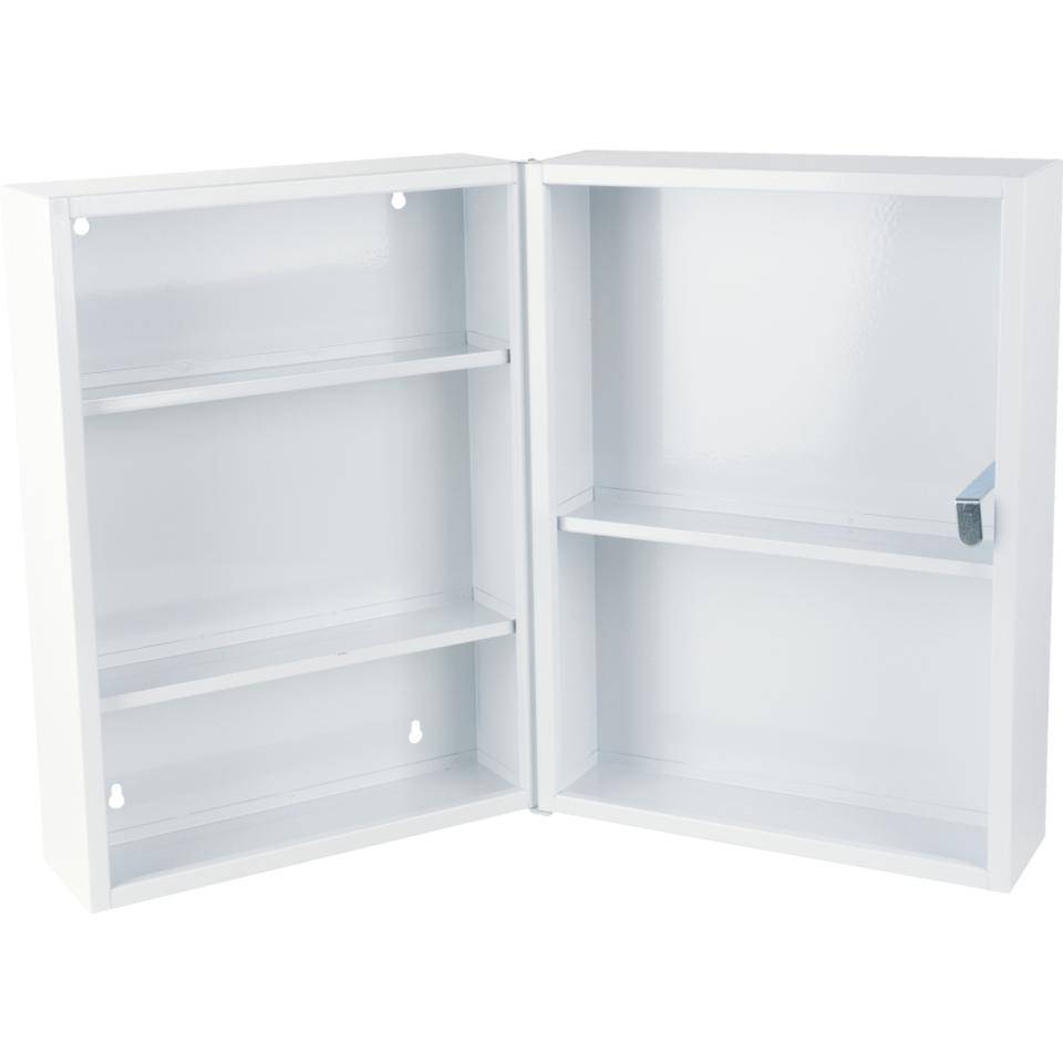 K.57 Verbandschrank, 1-türig, 3 Einlegeböden, weiß, Stahlblech, 320x450x190mm