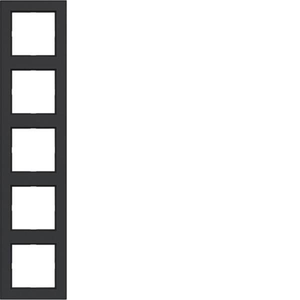 Symbol für vertikalen Filmstreifen mit fünf leeren weißen Bildern auf dunkelgrauem Hintergrund.