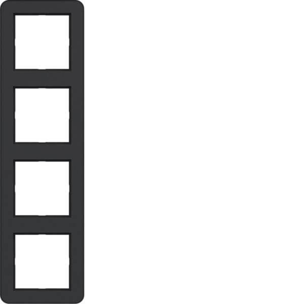 Vertikales Symbol aus dunkelgrauem Filmstreifen mit vier leeren weißen Rahmen