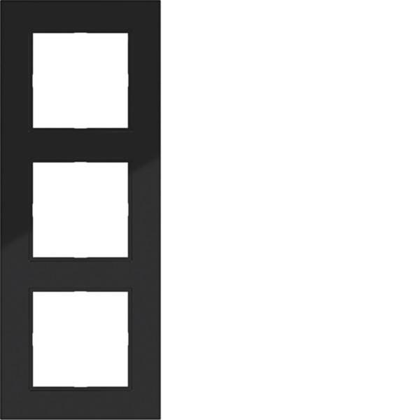 Vertikales schwarzes Filmstreifen-Symbol mit drei leeren weißen rechteckigen Rahmen, die übereinander gestapelt sind
