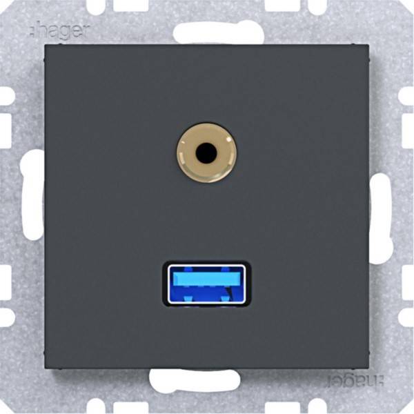 Hager USB/35mm Audio Steckd. WAF4381AT