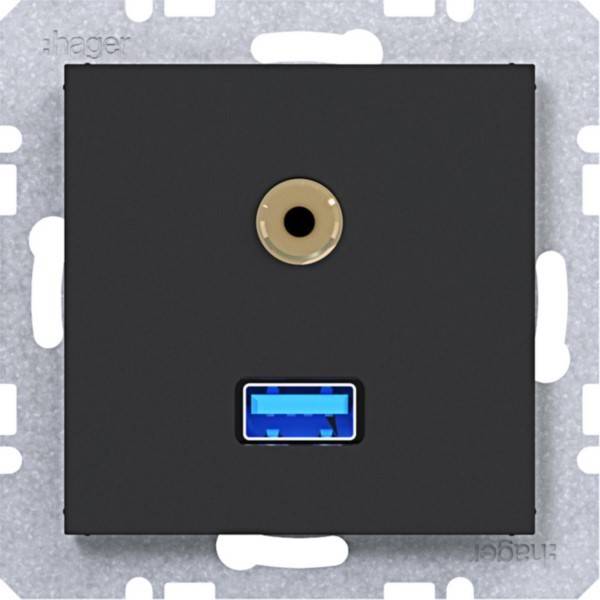 Hager USB/35mm Audio Steckd. WAF4381BM