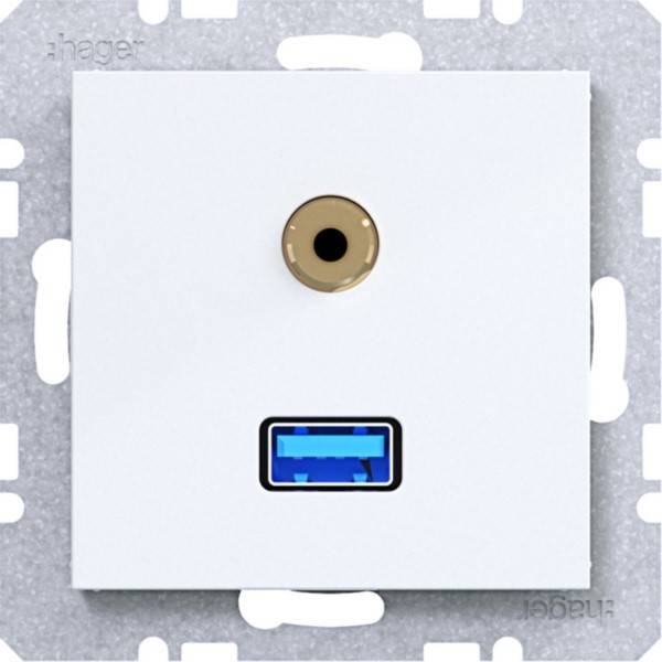Hager USB/35mm Audio Steckd. WAF4381WG