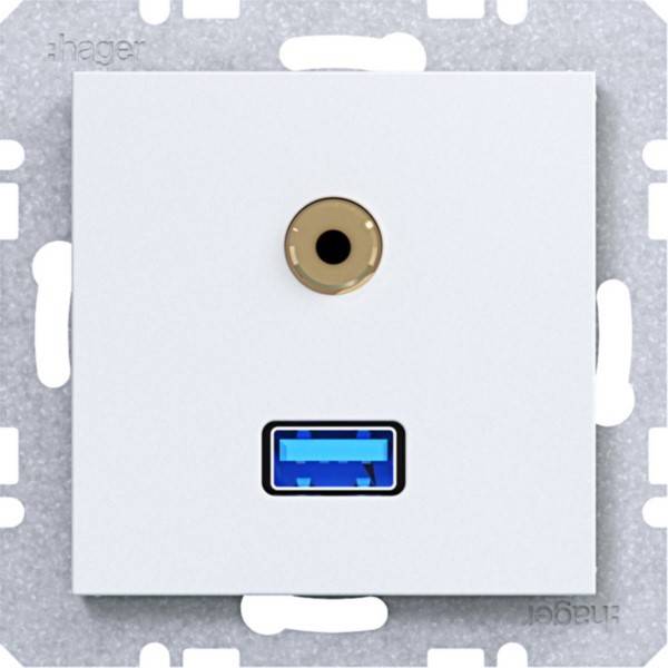 Hager USB/35mm Audio Steckd. WAF4381WM
