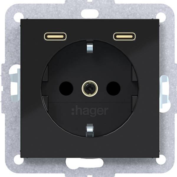 Hager Stkd SCHUKO USB-C 2f 20W WAS4055BG